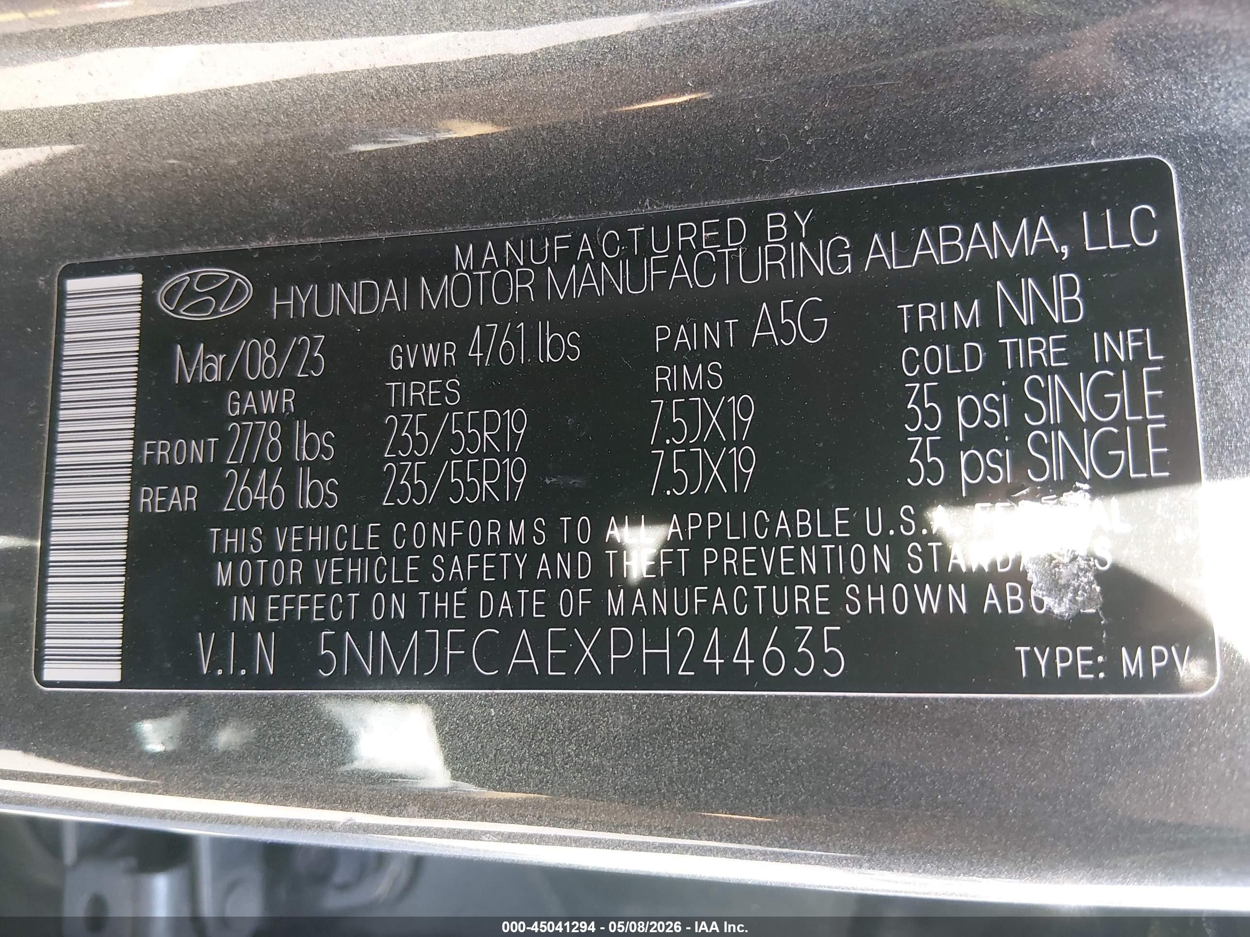 2023 Hyundai Tucson Sel Серый vin: 5NMJFCAEXPH244635