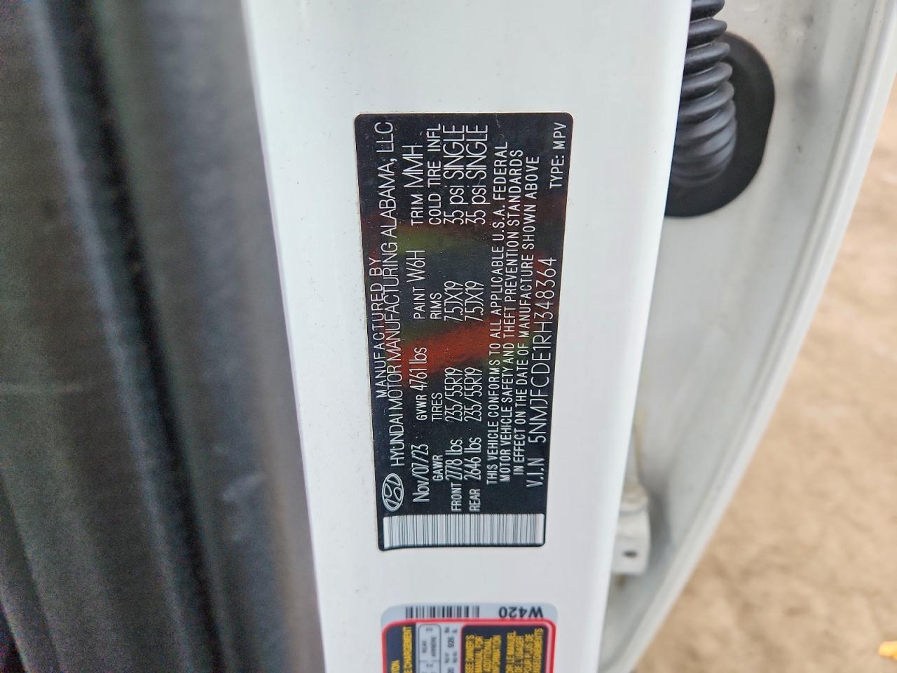 2024 Hyundai Tucson Sel Белый vin: 5NMJFCDE1RH348364