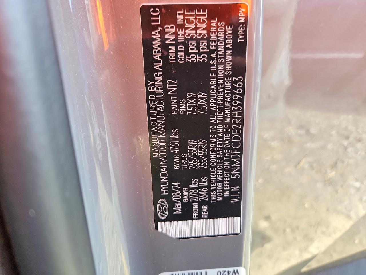 2024 Hyundai Tucson Sel Gray vin: 5NMJFCDE2RH399663