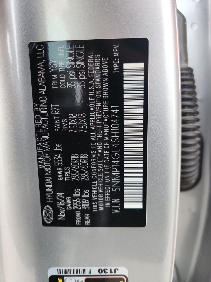 2025 Hyundai Santa Fe Se Silver vin: 5NMP14GL4SH104741