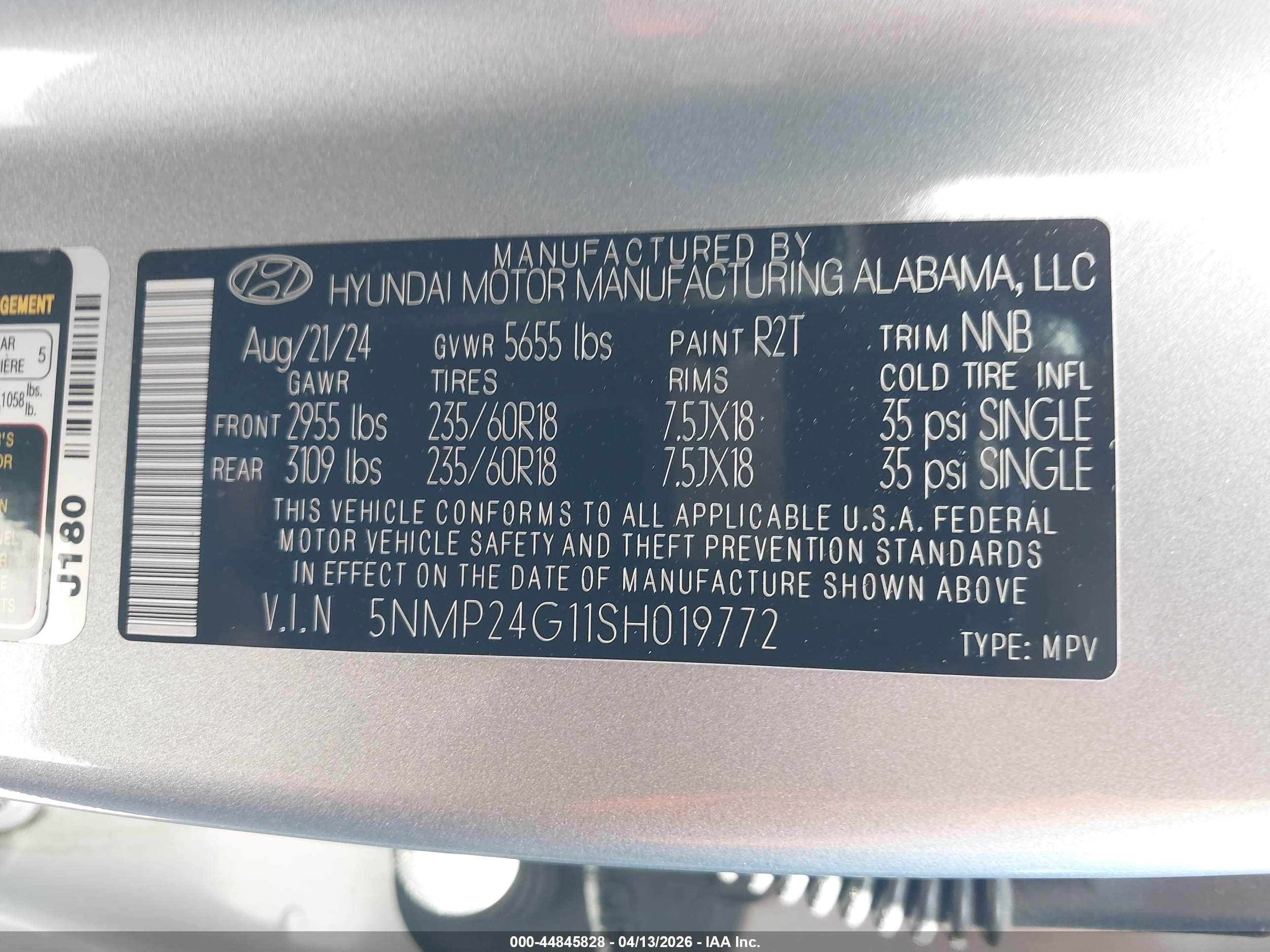 2025 Hyundai Santa Fe Hybrid Sel Gray vin: 5NMP24G11SH019772