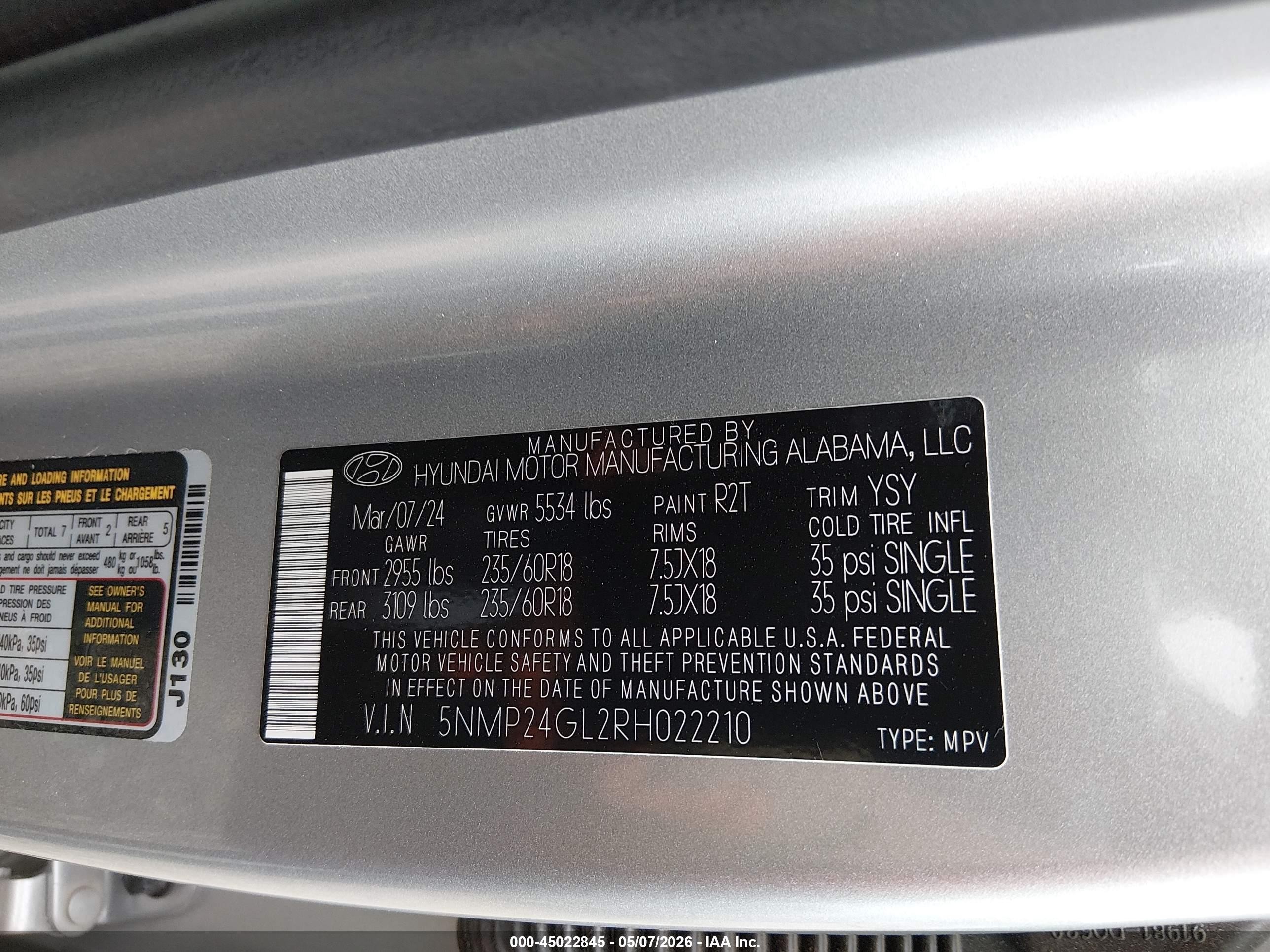 2024 Hyundai Santa Fe Sel Серебряный vin: 5NMP24GL2RH022210