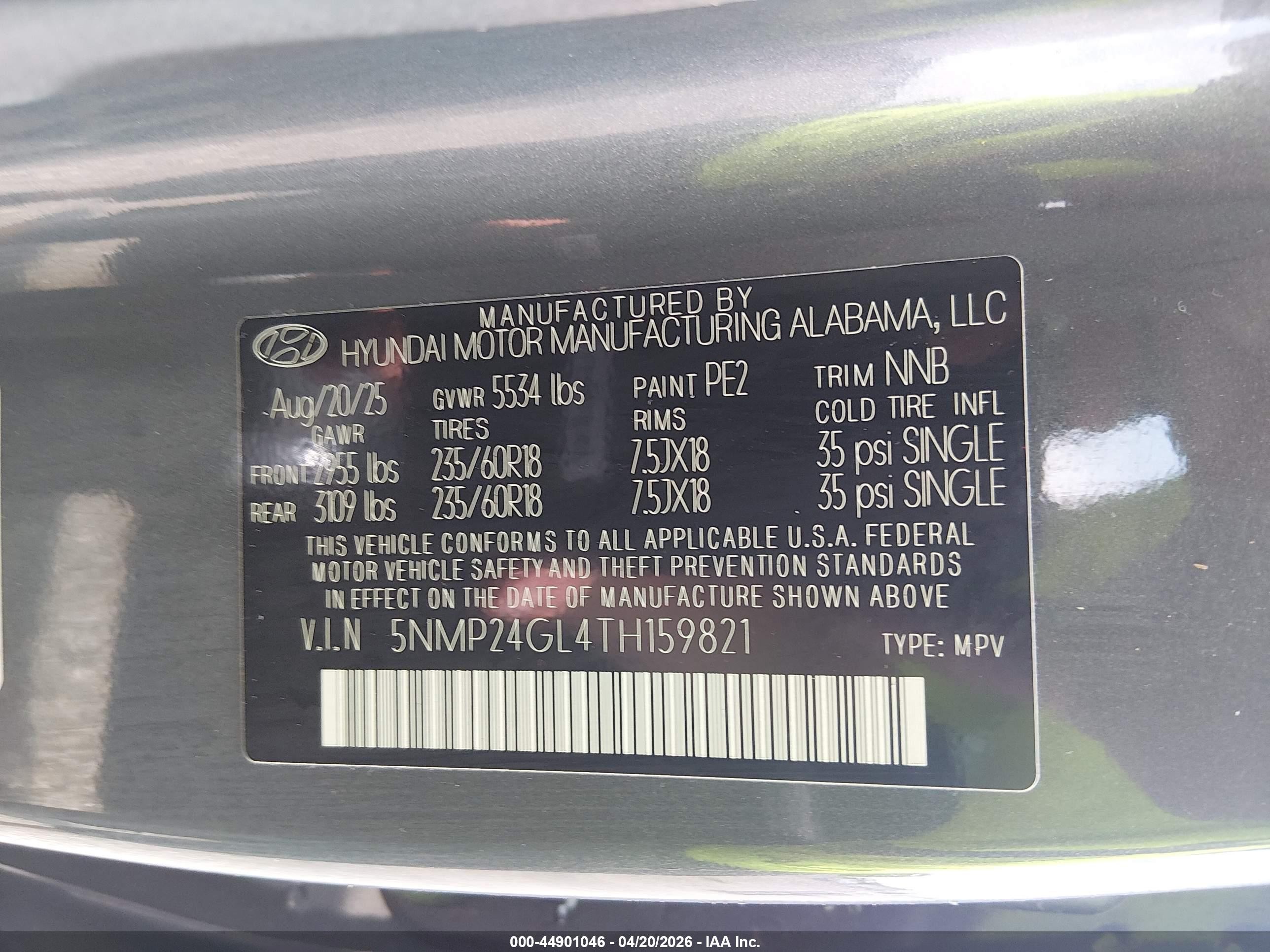 2026 Hyundai Santa Fe Sel Gray vin: 5NMP24GL4TH159821