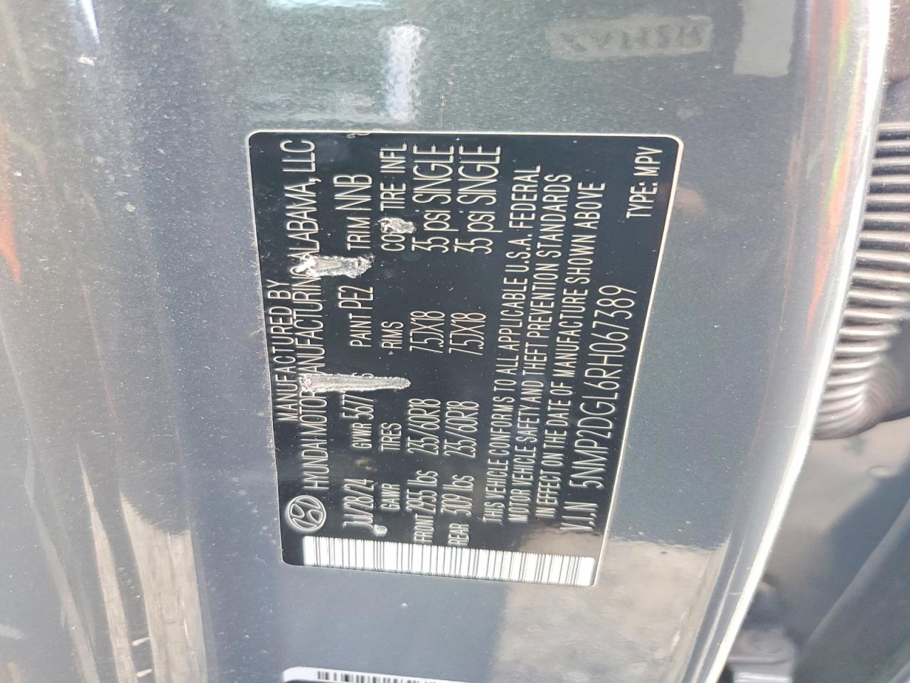 2024 Hyundai Santa Fe Sel Gray vin: 5NMP2DGL6RH067389