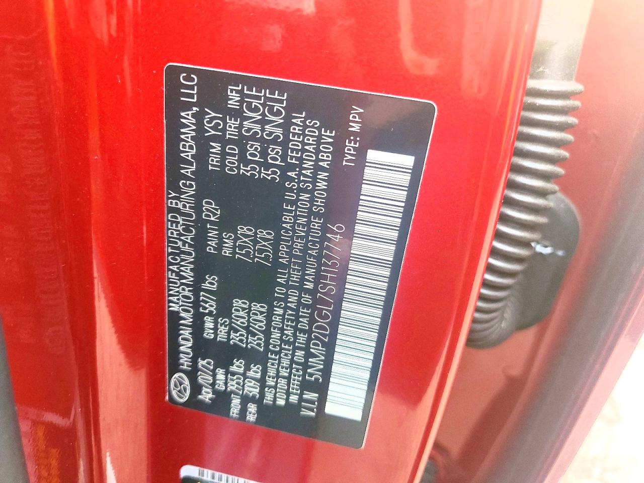 2025 Hyundai Santa Fe Sel Red vin: 5NMP2DGL7SH137746