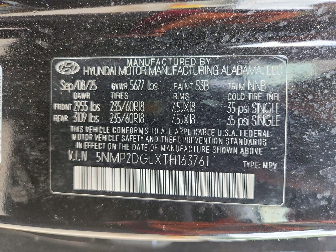 2026 Hyundai Santa Fe Sel Black vin: 5NMP2DGLXTH163761