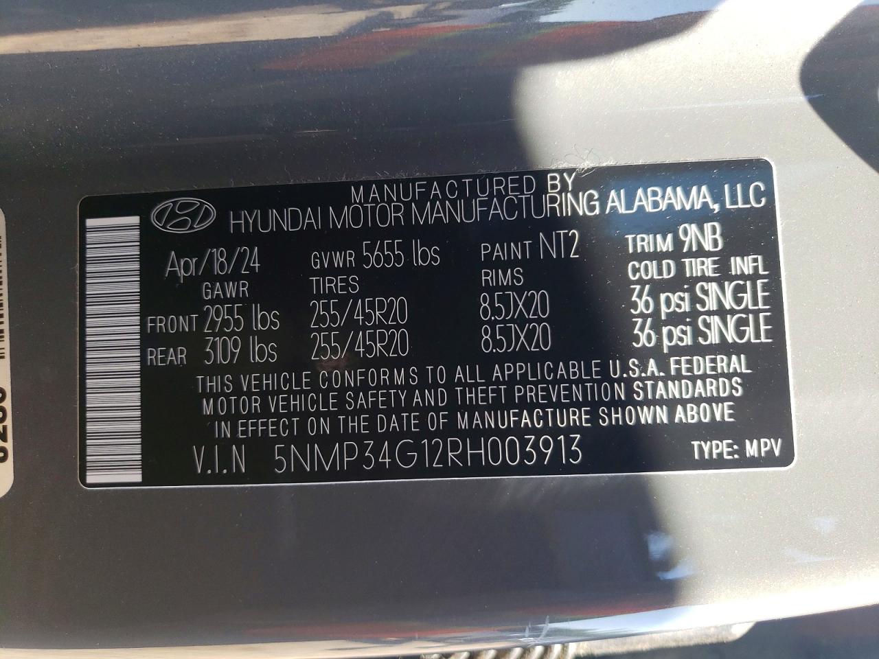 2024 Hyundai Santa Fe Limited Серый vin: 5NMP34G12RH003913