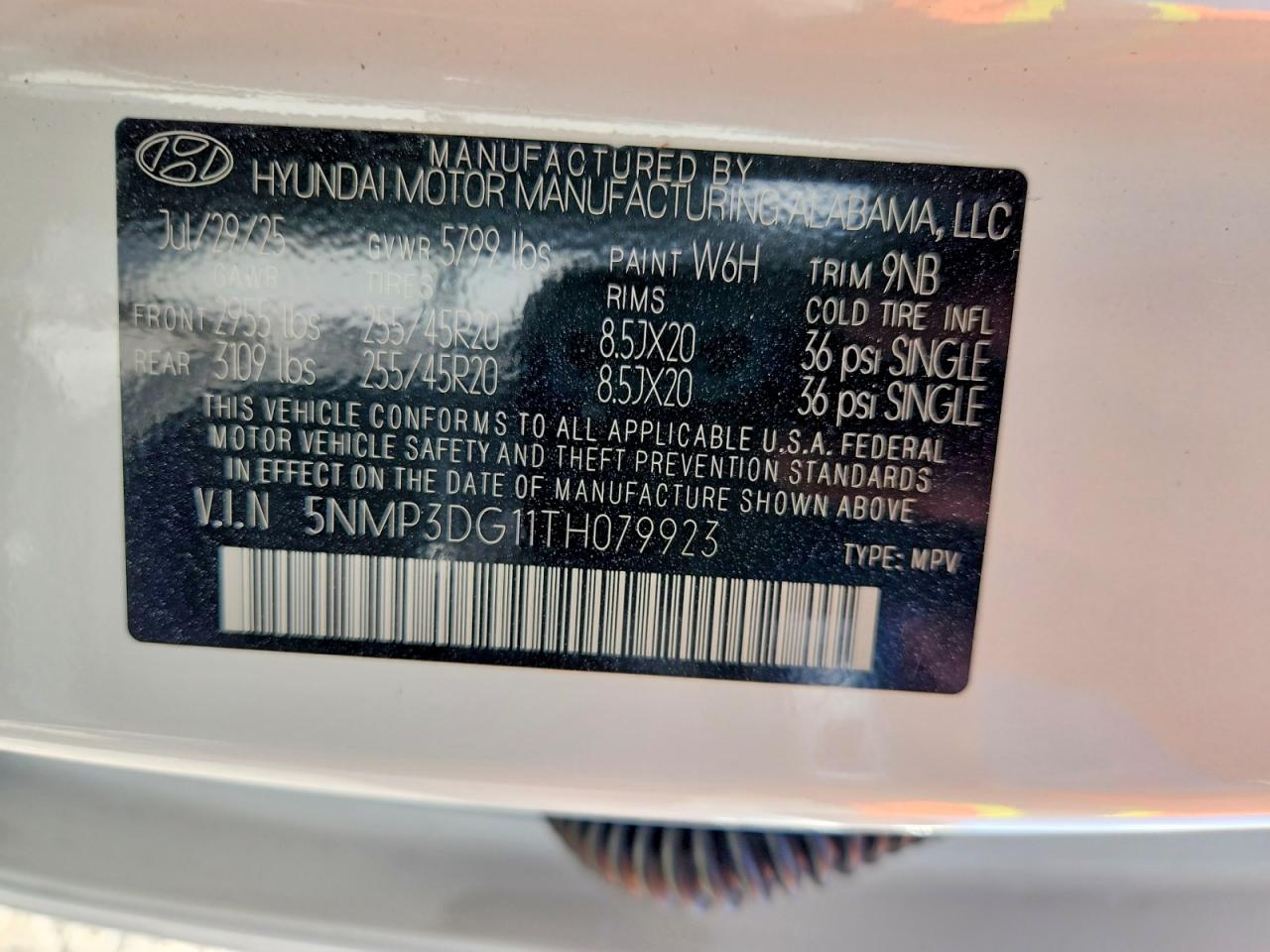 2026 Hyundai Santa Fe Limited White vin: 5NMP3DG11TH079923