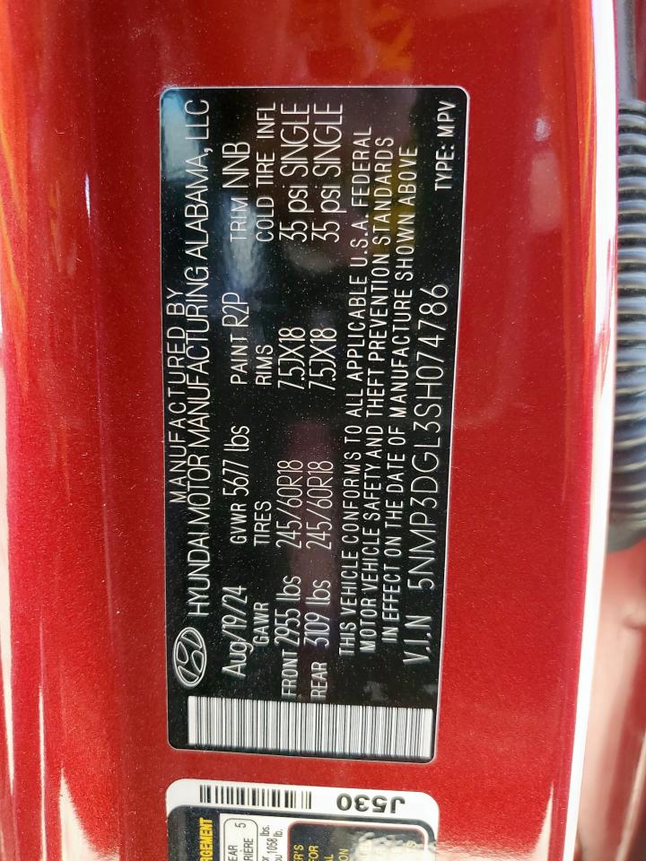 2025 Hyundai Santa Fe Xrt Red vin: 5NMP3DGL3SH074786
