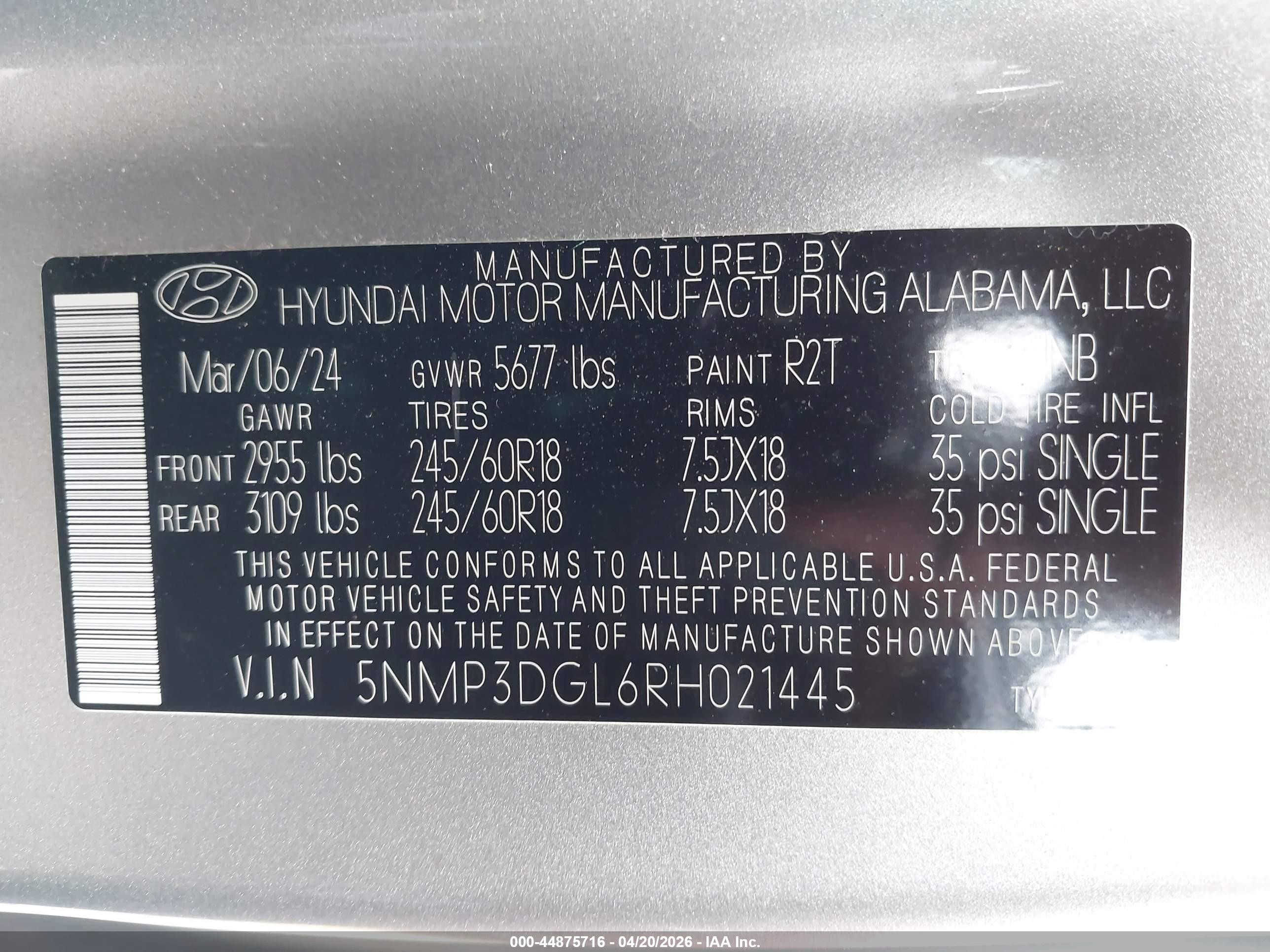 2024 Hyundai Santa Fe Xrt Серебряный vin: 5NMP3DGL6RH021445