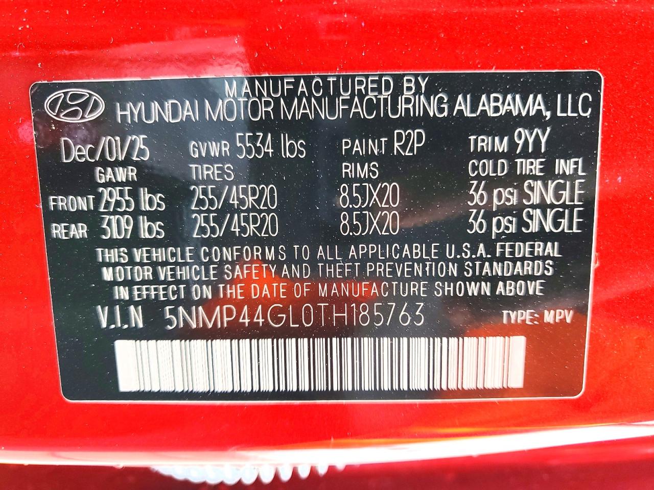 2026 Hyundai Santa Fe Limited Red vin: 5NMP44GL0TH185763