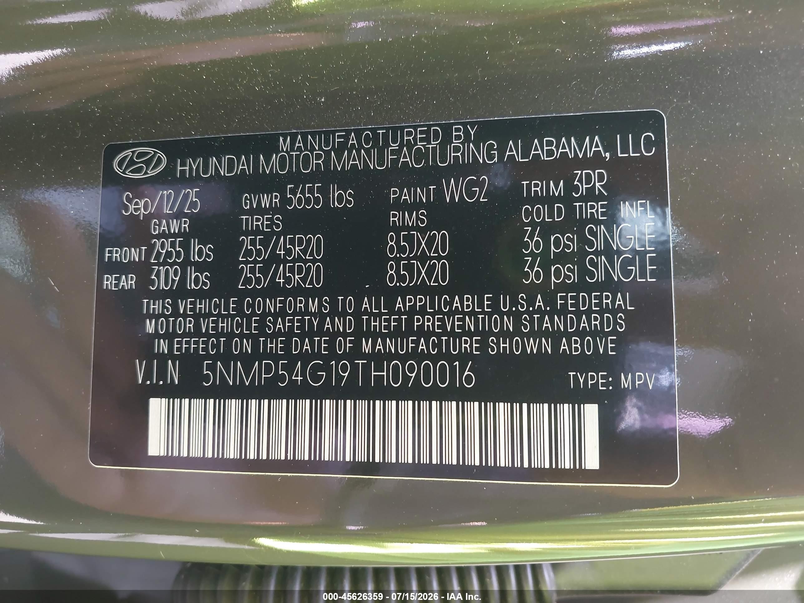 2026 Hyundai Santa Fe Hybrid Calligraphy Green vin: 5NMP54G19TH090016