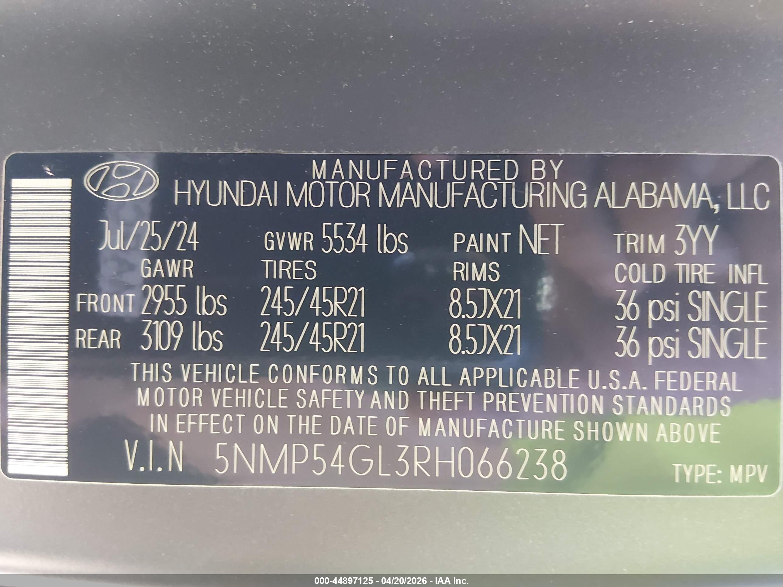 2024 Hyundai Santa Fe Calligraphy Серый vin: 5NMP54GL3RH066238