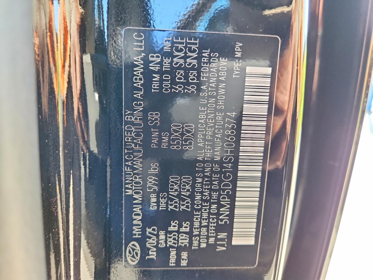 2025 Hyundai Santa Fe Calligraphy Black vin: 5NMP5DG14SH068374