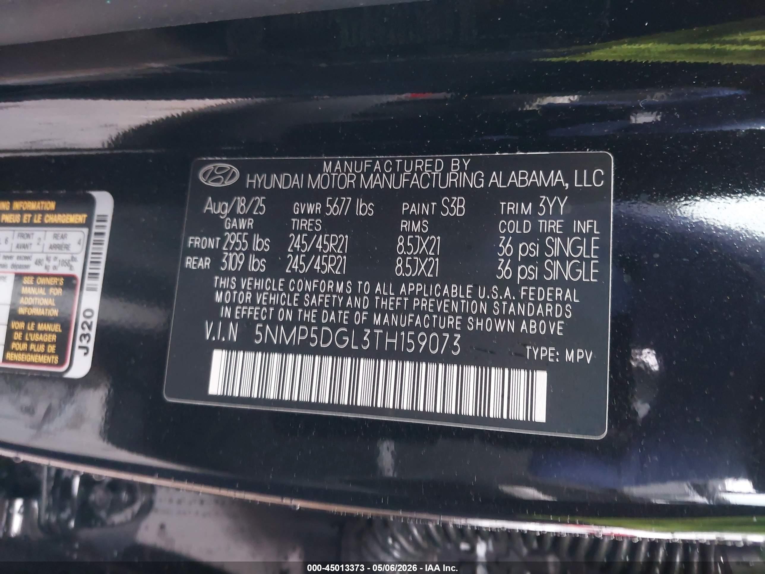 2026 Hyundai Santa Fe Calligraphy Black vin: 5NMP5DGL3TH159073