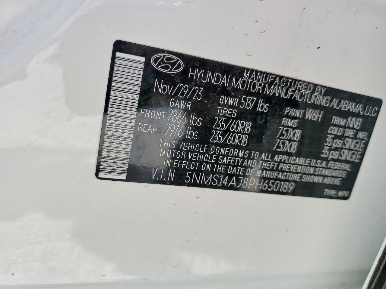 2023 Hyundai Santa Fe Se Белый vin: 5NMS14AJ8PH650189