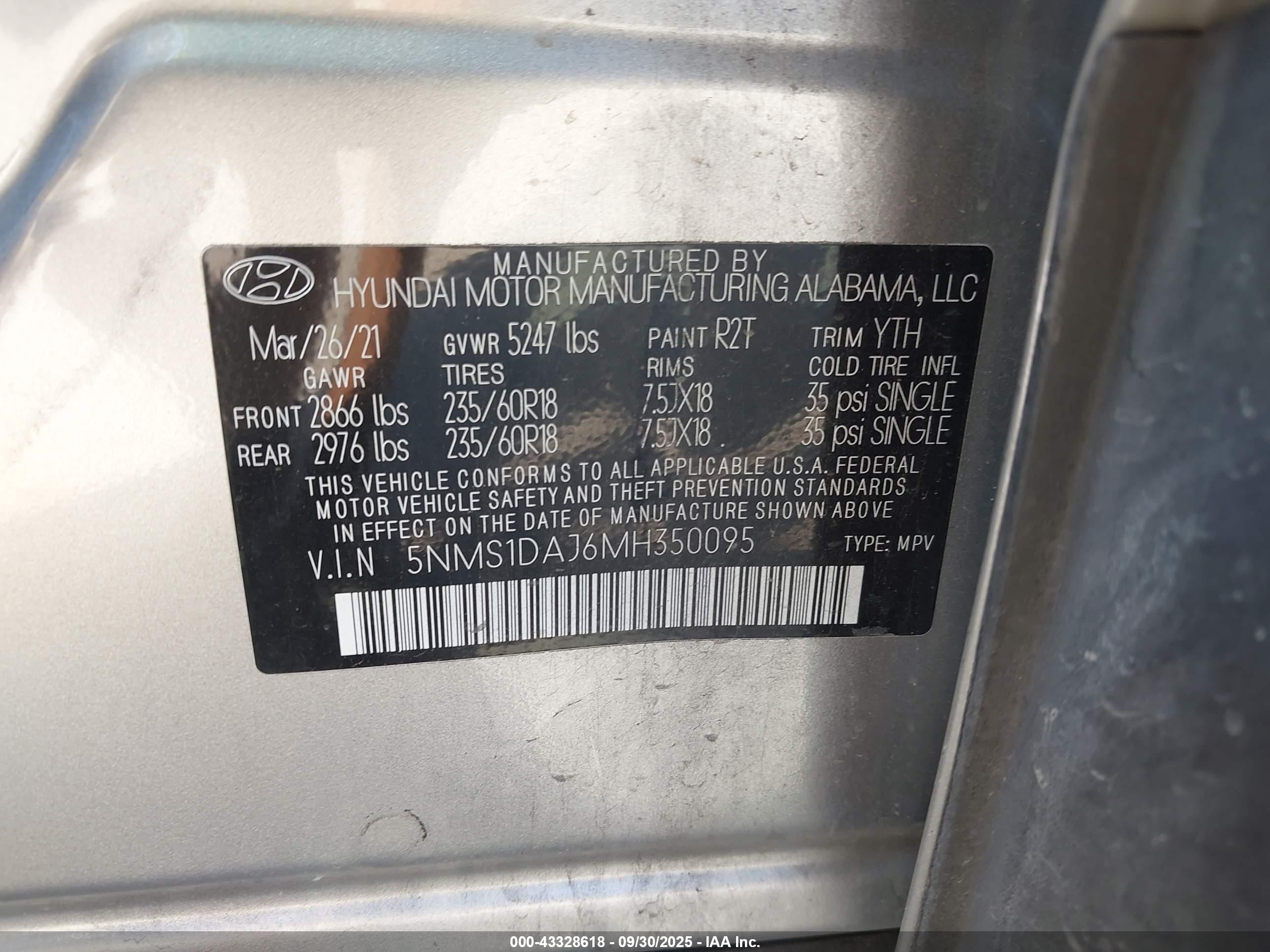 2021 Hyundai Santa Fe Se Silver vin: 5NMS1DAJ6MH350095