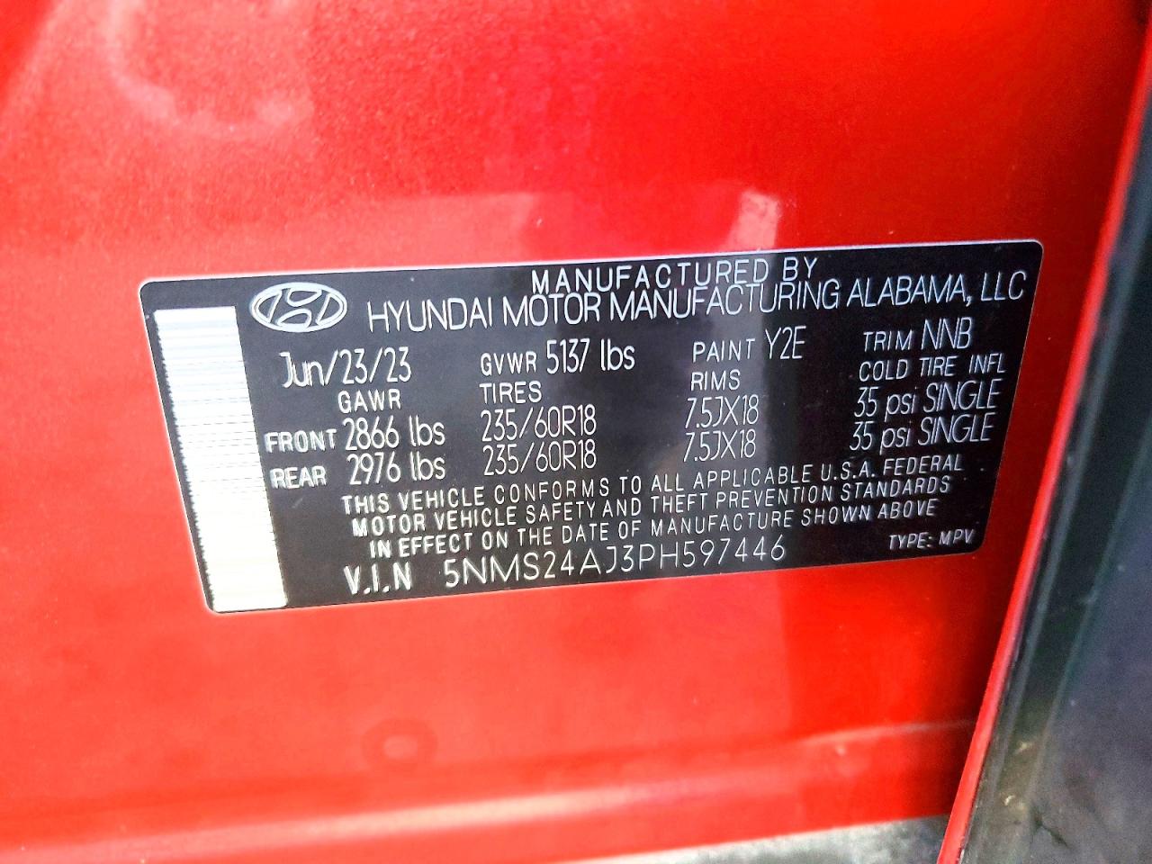 2023 Hyundai Santa Fe Sel Red vin: 5NMS24AJ3PH597446