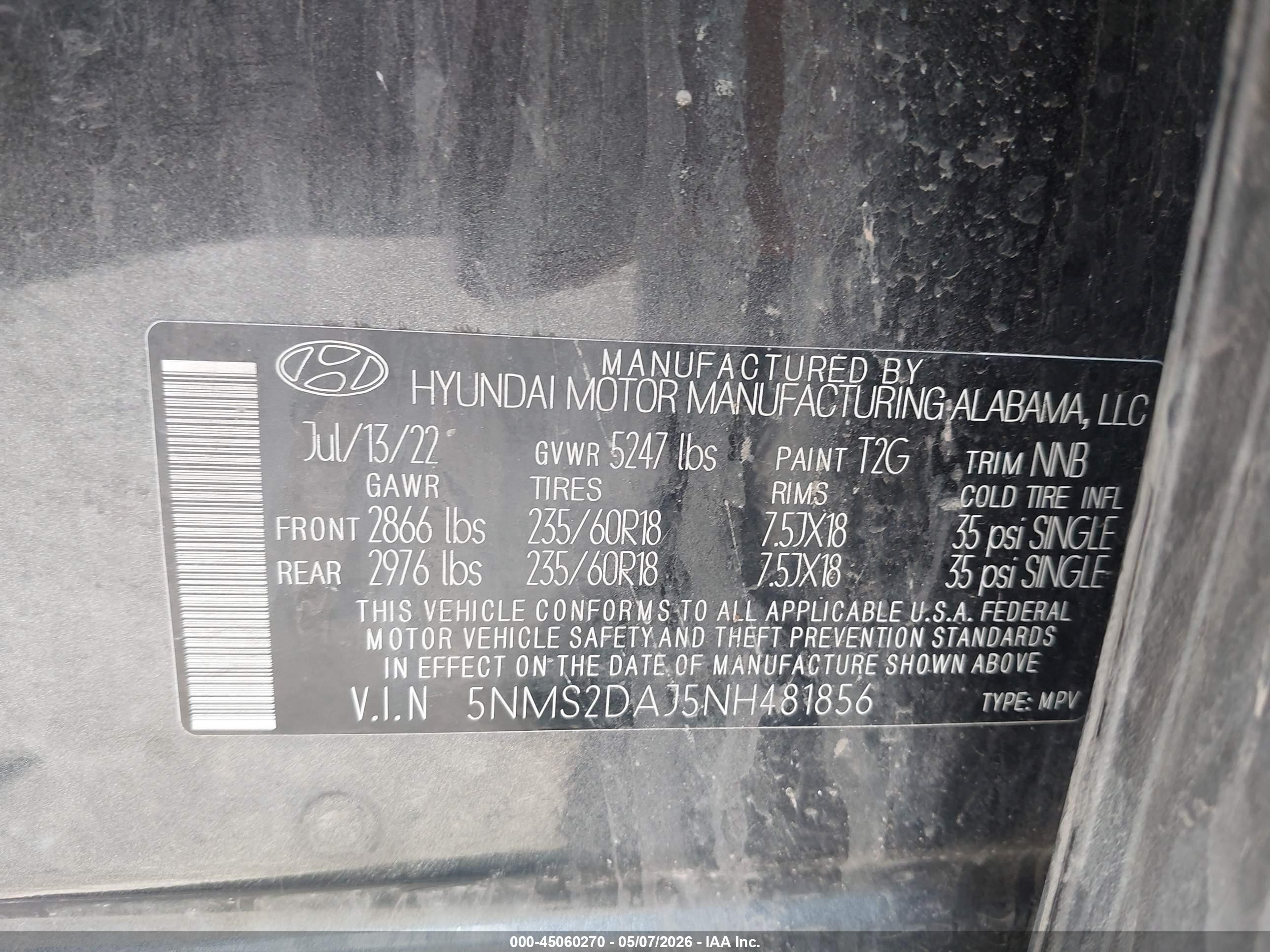 2022 Hyundai Santa Fe Sel Серый vin: 5NMS2DAJ5NH481856