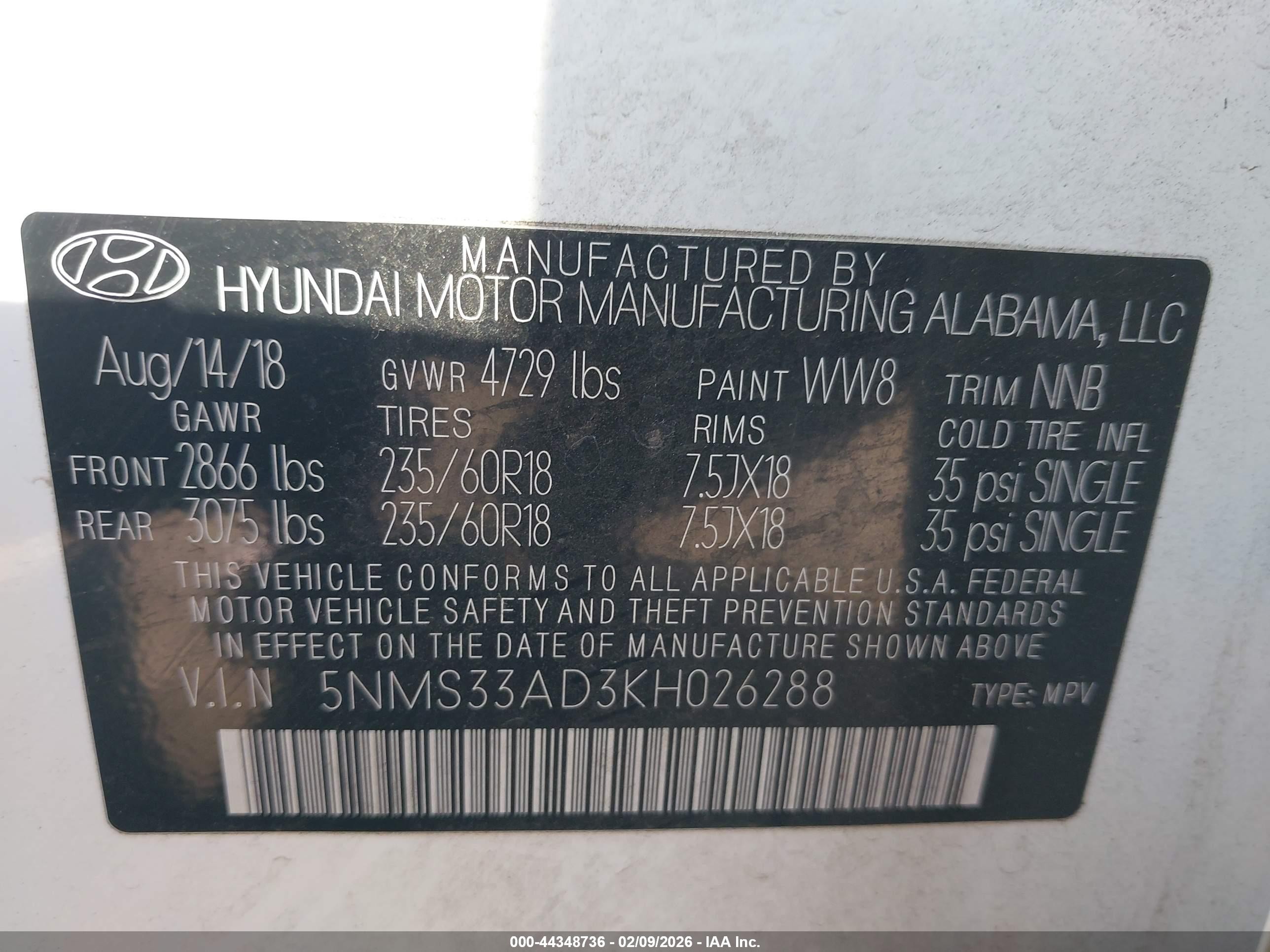 2019 Hyundai Santa Fe Sel Plus White vin: 5NMS33AD3KH026288
