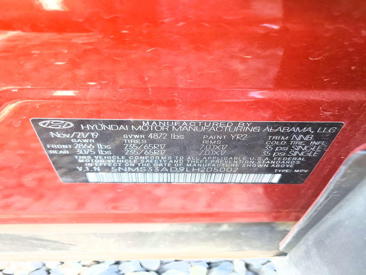 2020 Hyundai Santa Fe Sel Оранжевый vin: 5NMS33AD9LH205002