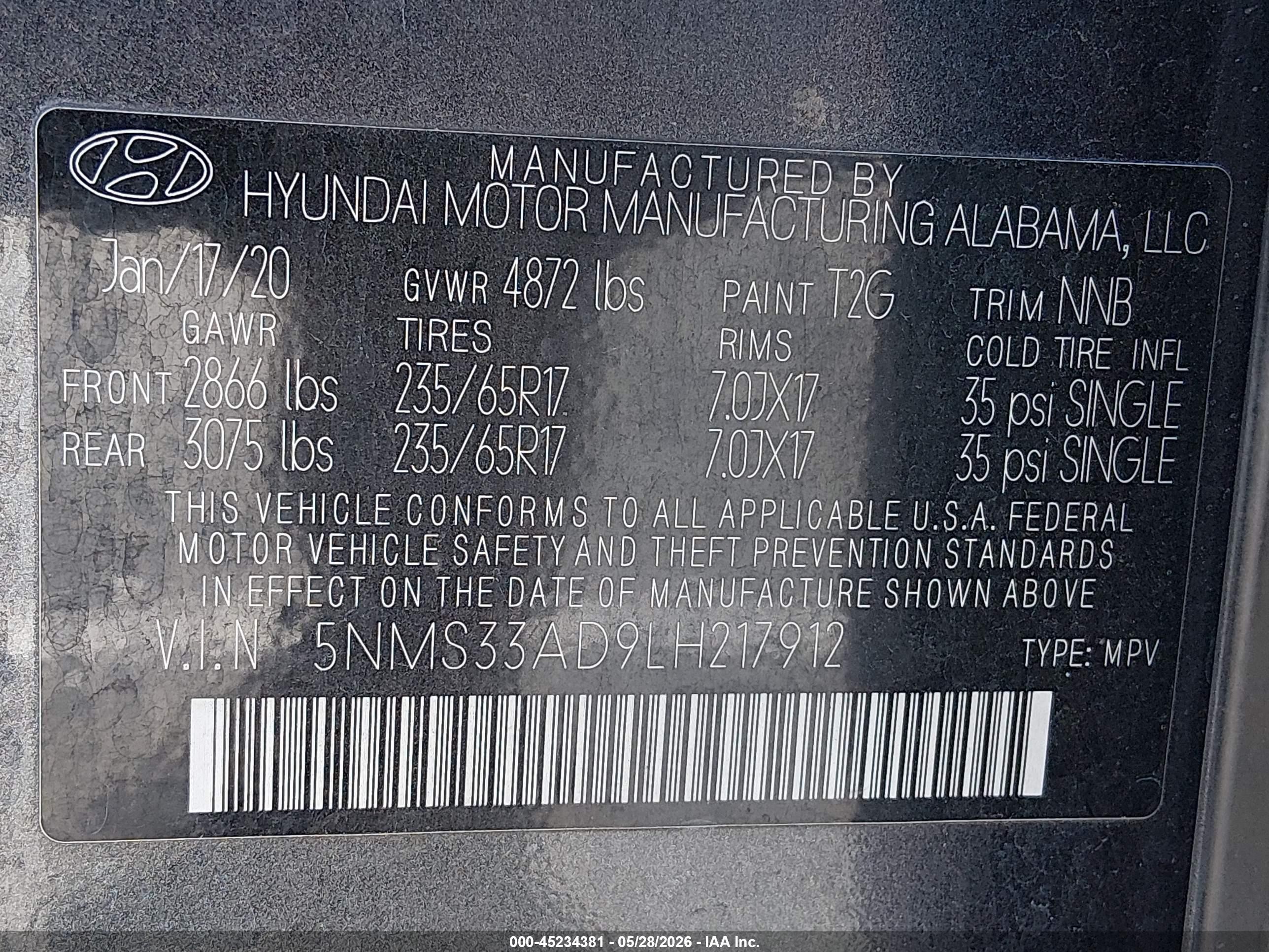 2020 Hyundai Santa Fe Sel Серый vin: 5NMS33AD9LH217912