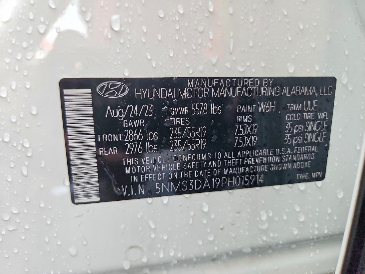 2023 Hyundai Santa Fe Sel Premium White vin: 5NMS3DA19PH015914