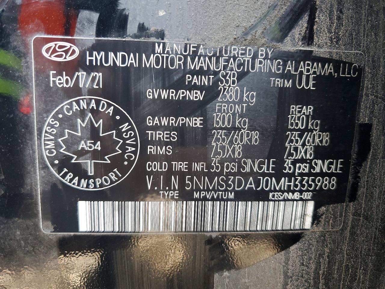 2021 Hyundai Santa Fe Sel Black vin: 5NMS3DAJ0MH335988