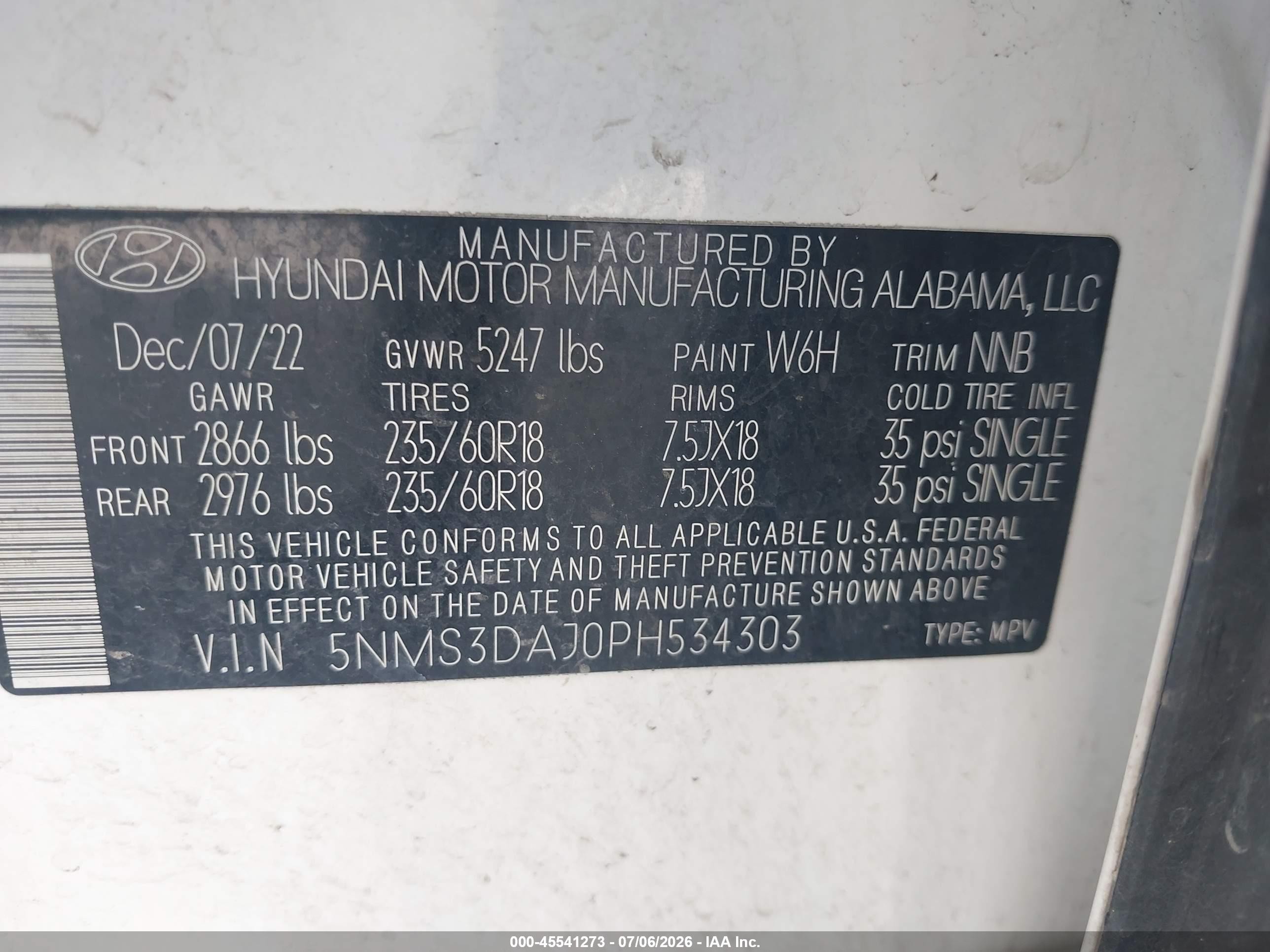 2023 Hyundai Santa Fe Sel White vin: 5NMS3DAJ0PH534303