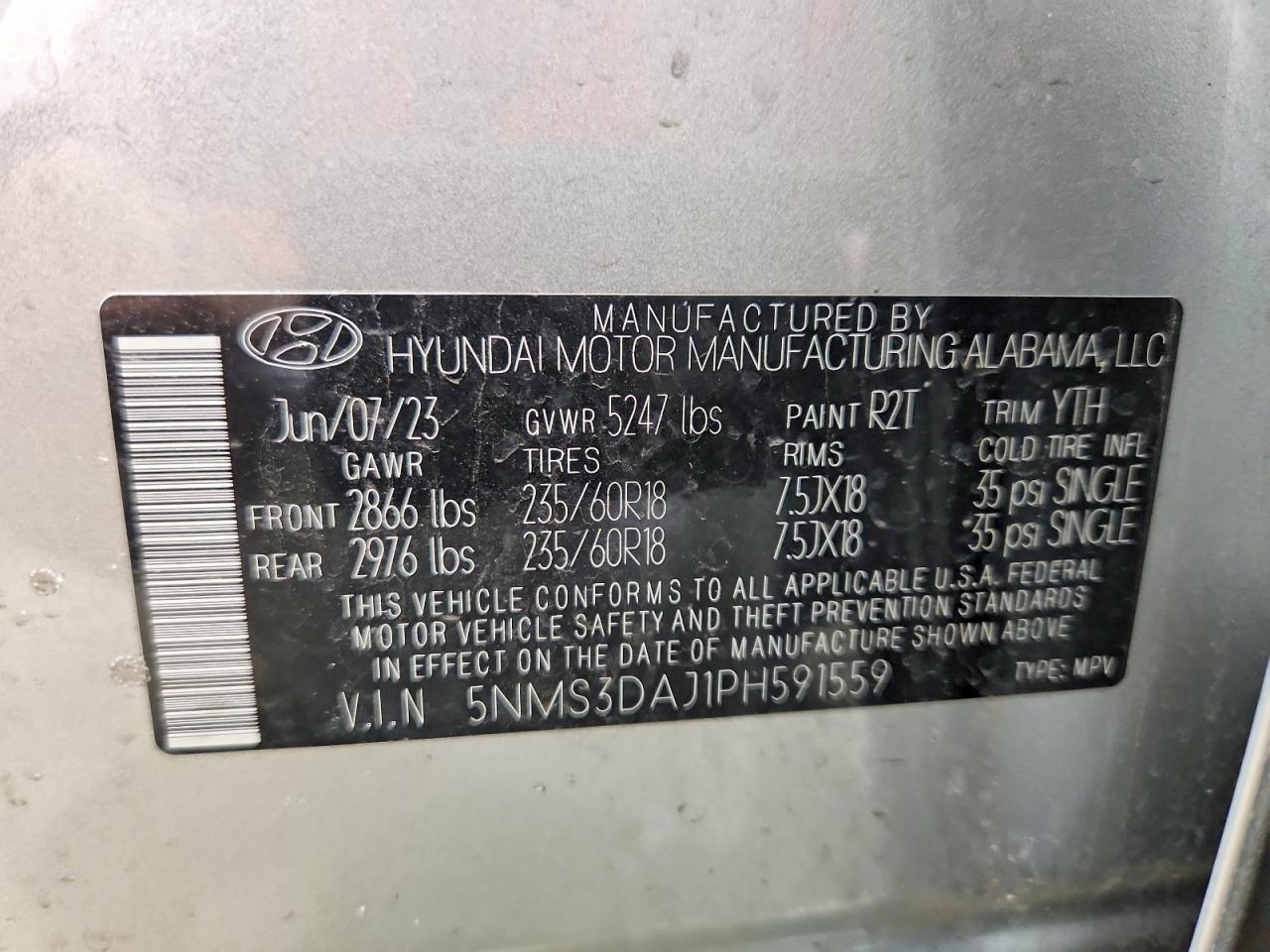2023 Hyundai Santa Fe Sel Premium Серебряный vin: 5NMS3DAJ1PH591559