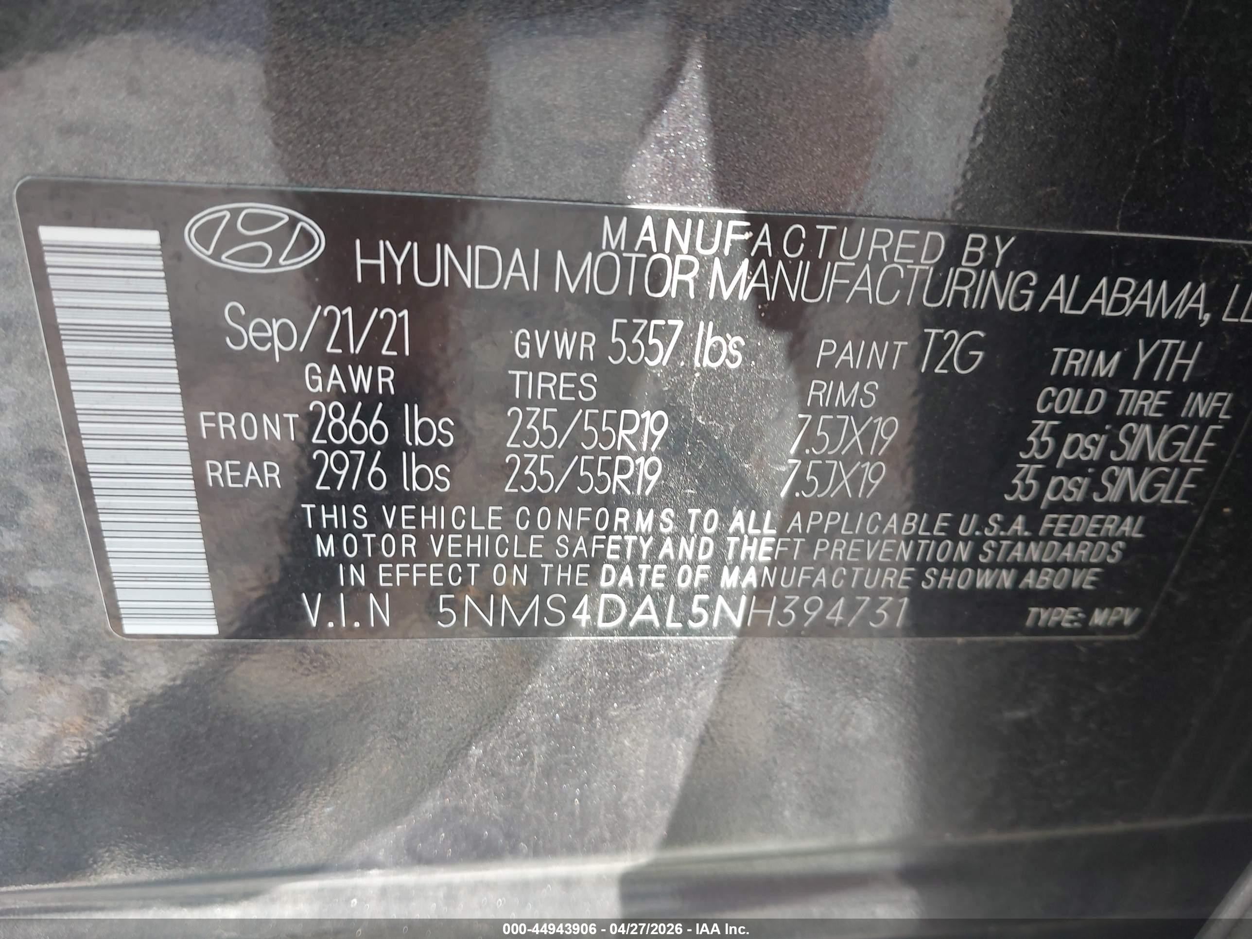 2022 Hyundai Santa Fe Limited Серый vin: 5NMS4DAL5NH394731