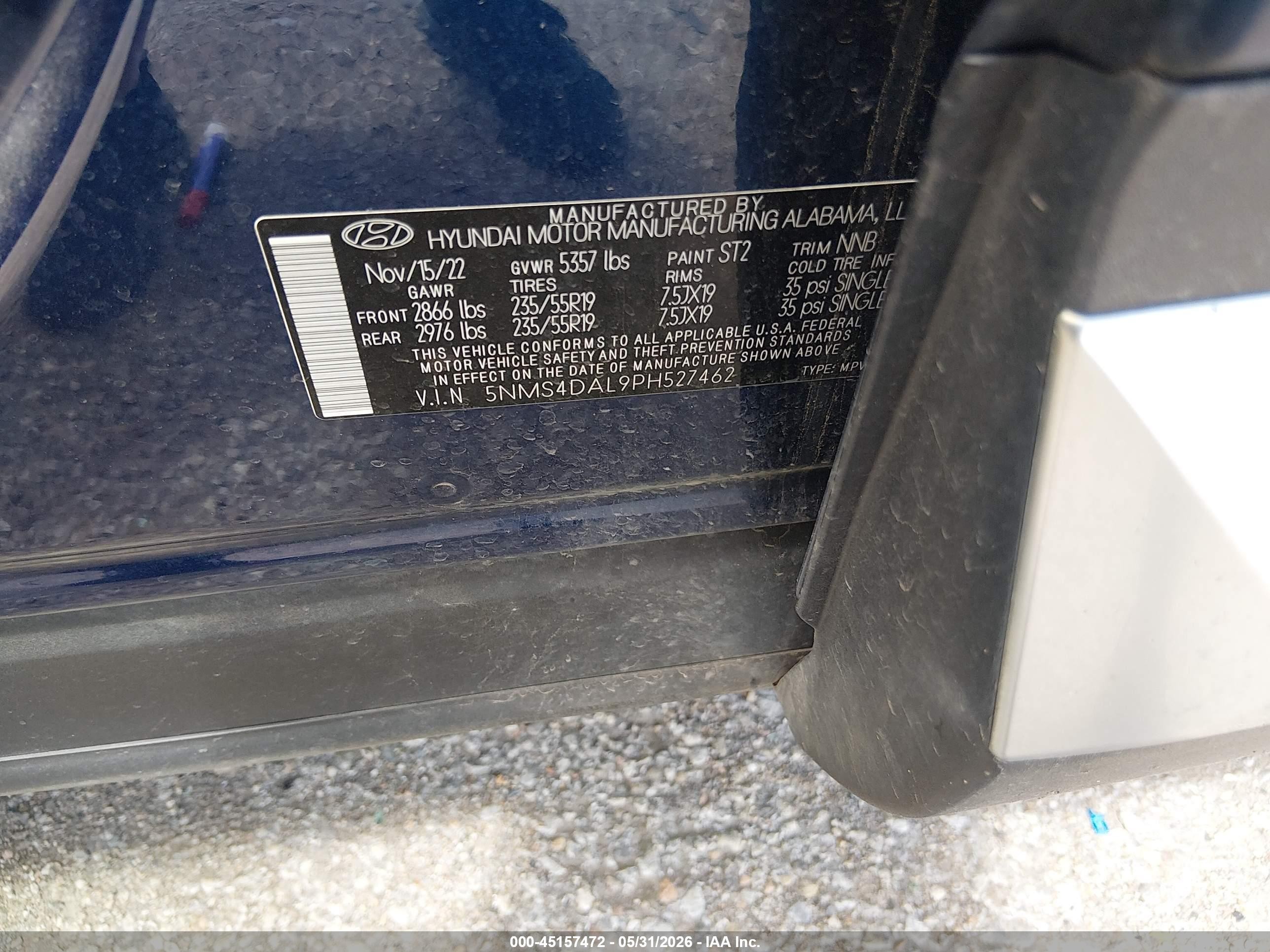 2023 Hyundai Santa Fe Limited Blue vin: 5NMS4DAL9PH527462