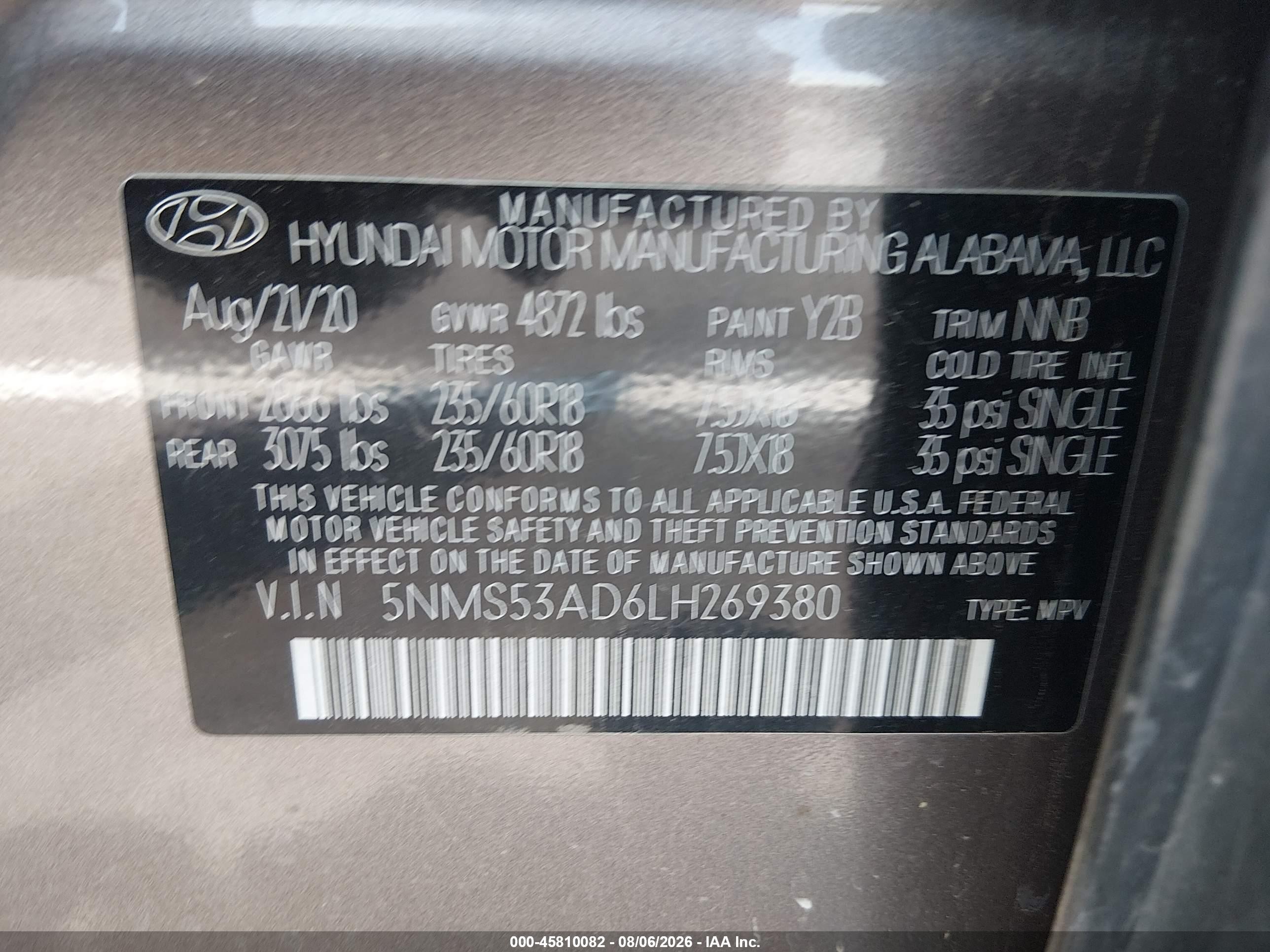 2020 Hyundai Santa Fe Limited Brown vin: 5NMS53AD6LH269380
