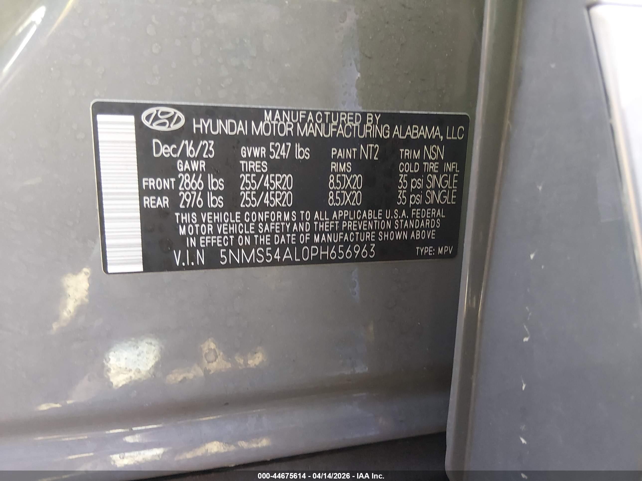2023 Hyundai Santa Fe Calligraphy Gray vin: 5NMS54AL0PH656963