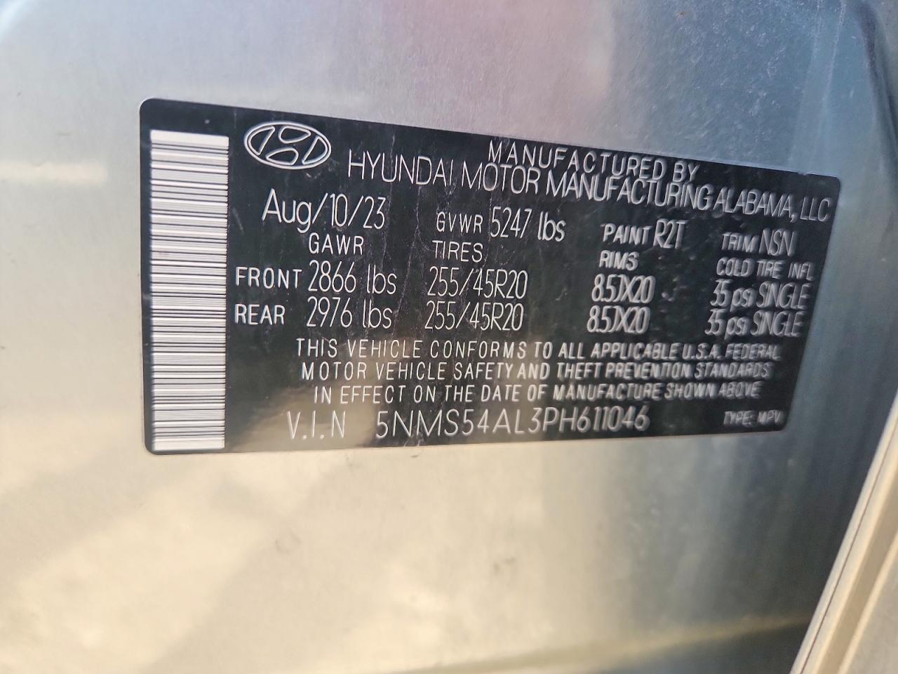 2023 Hyundai Santa Fe Calligraphy Серебряный vin: 5NMS54AL3PH611046