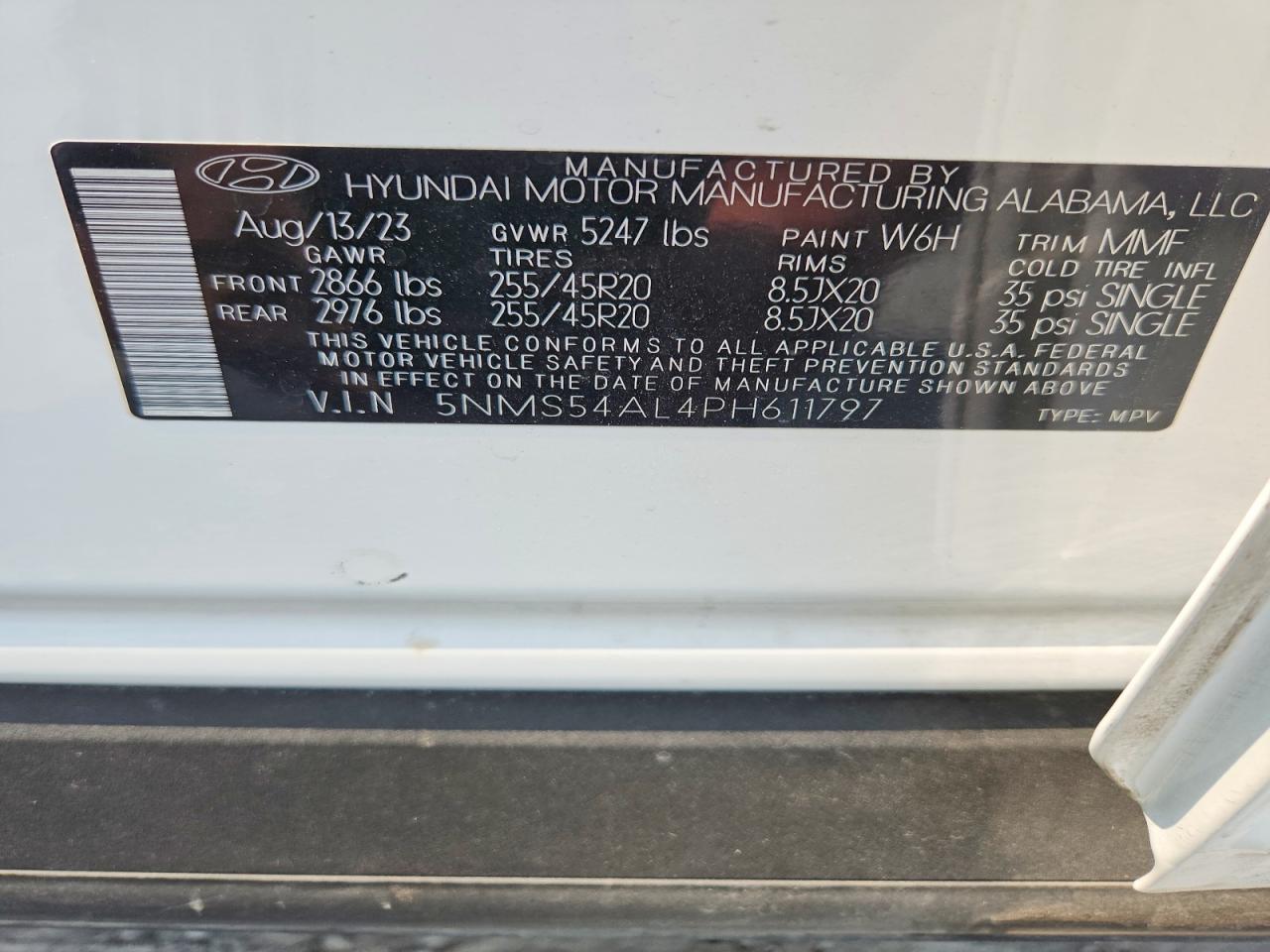 2023 Hyundai Santa Fe Calligraphy White vin: 5NMS54AL4PH611797