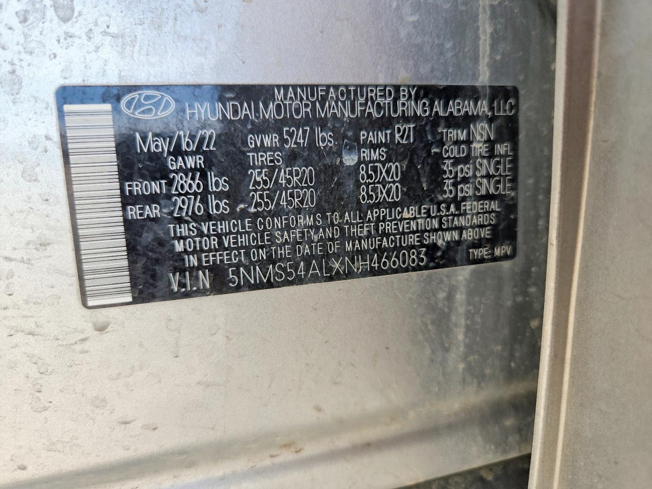 2022 Hyundai Santa Fe Calligraphy Серебряный vin: 5NMS54ALXNH466083