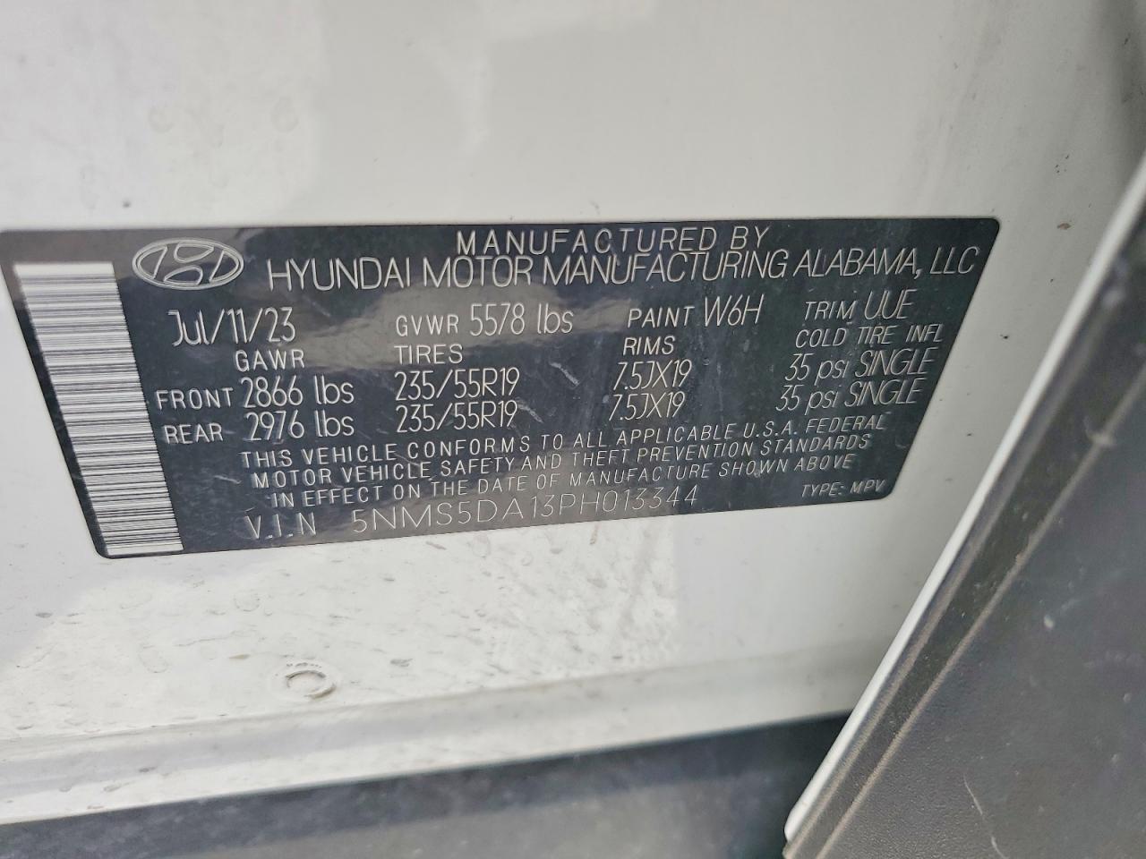 2023 Hyundai Santa Fe Limited White vin: 5NMS5DA13PH013344