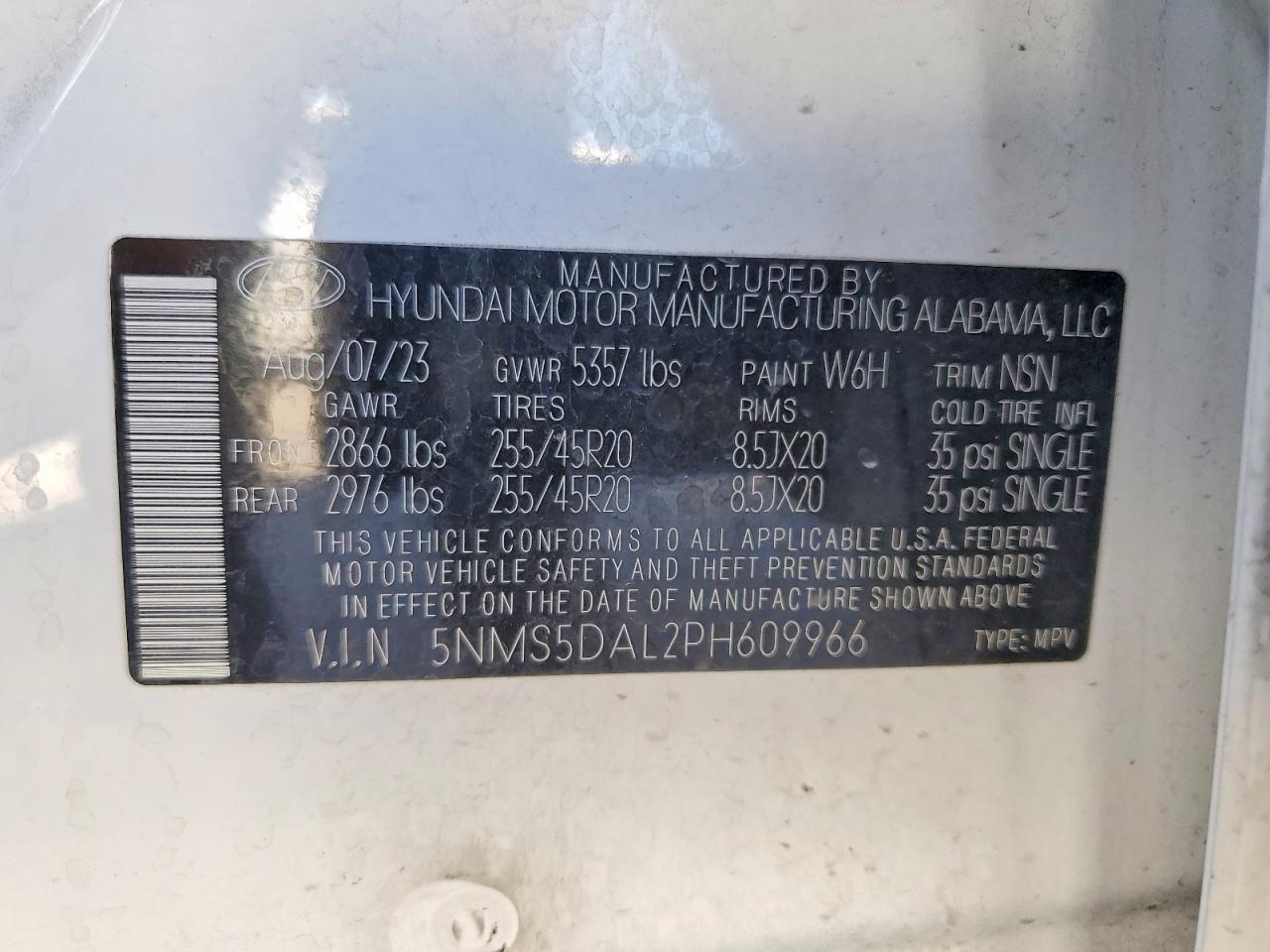 2023 Hyundai Santa Fe Calligraphy White vin: 5NMS5DAL2PH609966