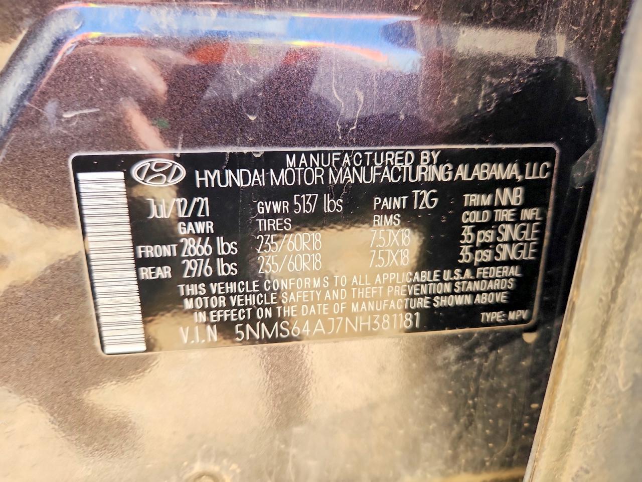 2022 Hyundai Santa Fe Xrt Charcoal vin: 5NMS64AJ7NH381181