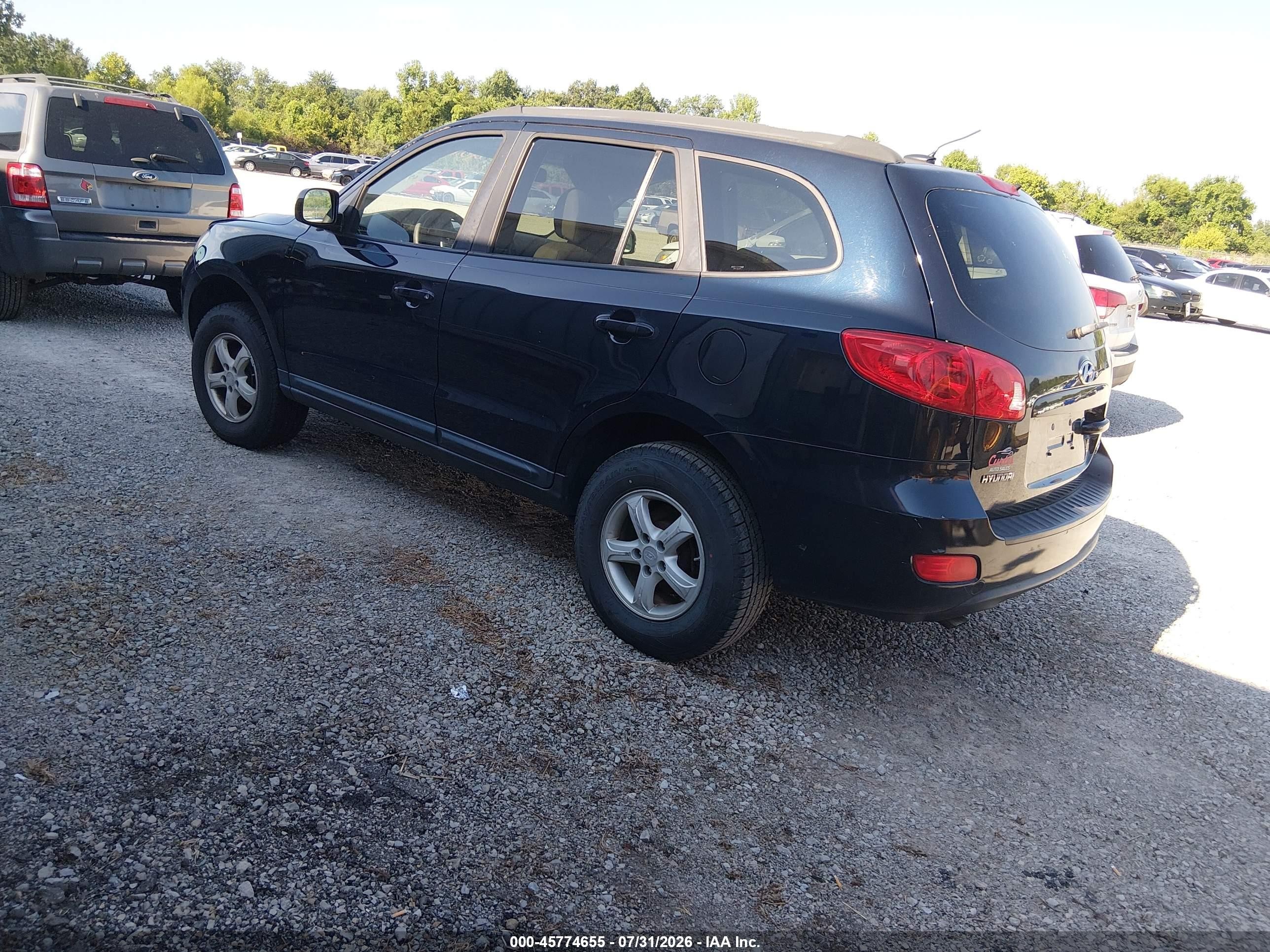 2008 Hyundai Santa Fe Gls Black vin: 5NMSG13D08H194839