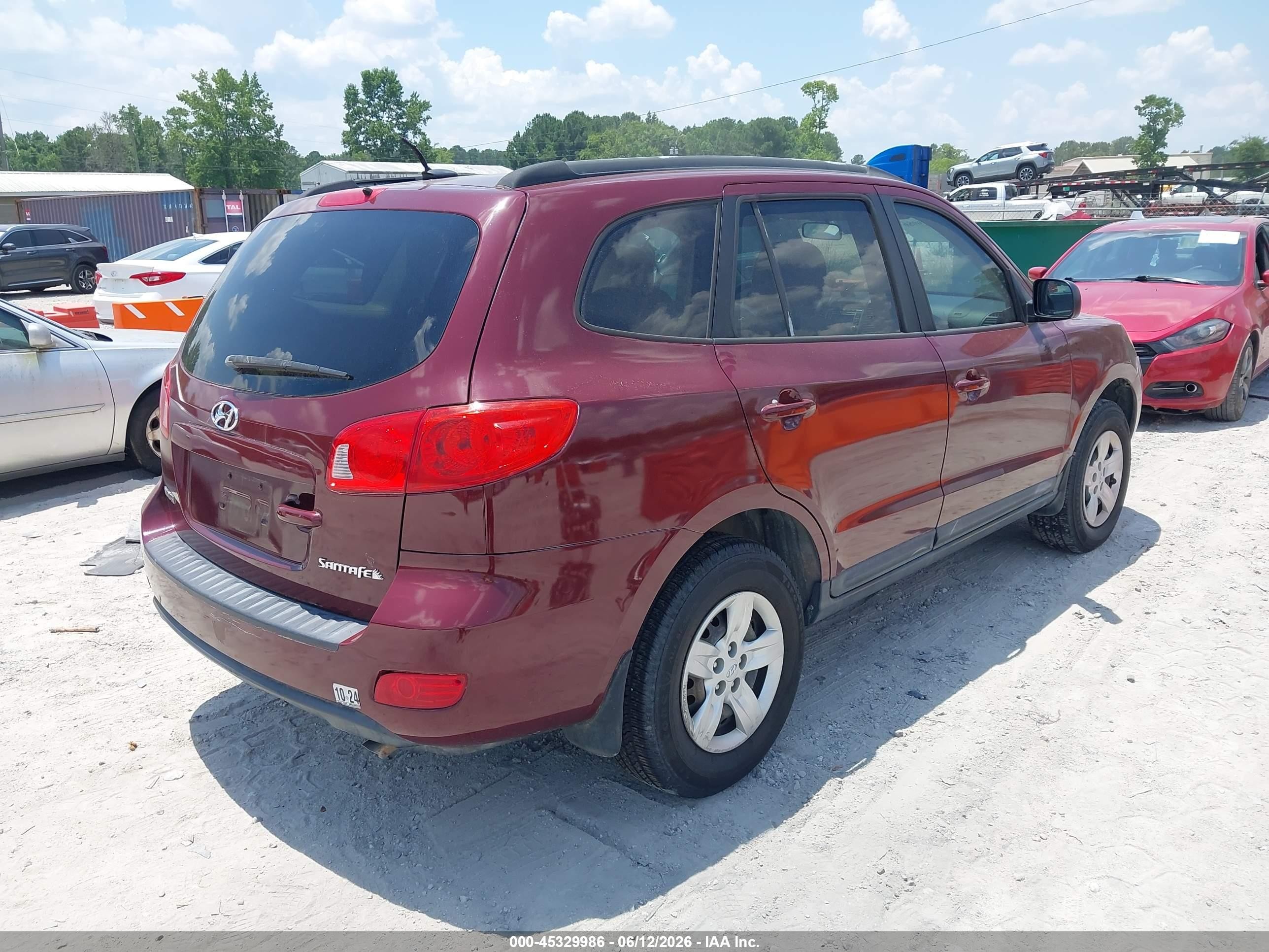 2009 Hyundai Santa Fe Gls Бордовый vin: 5NMSG13D09H327603
