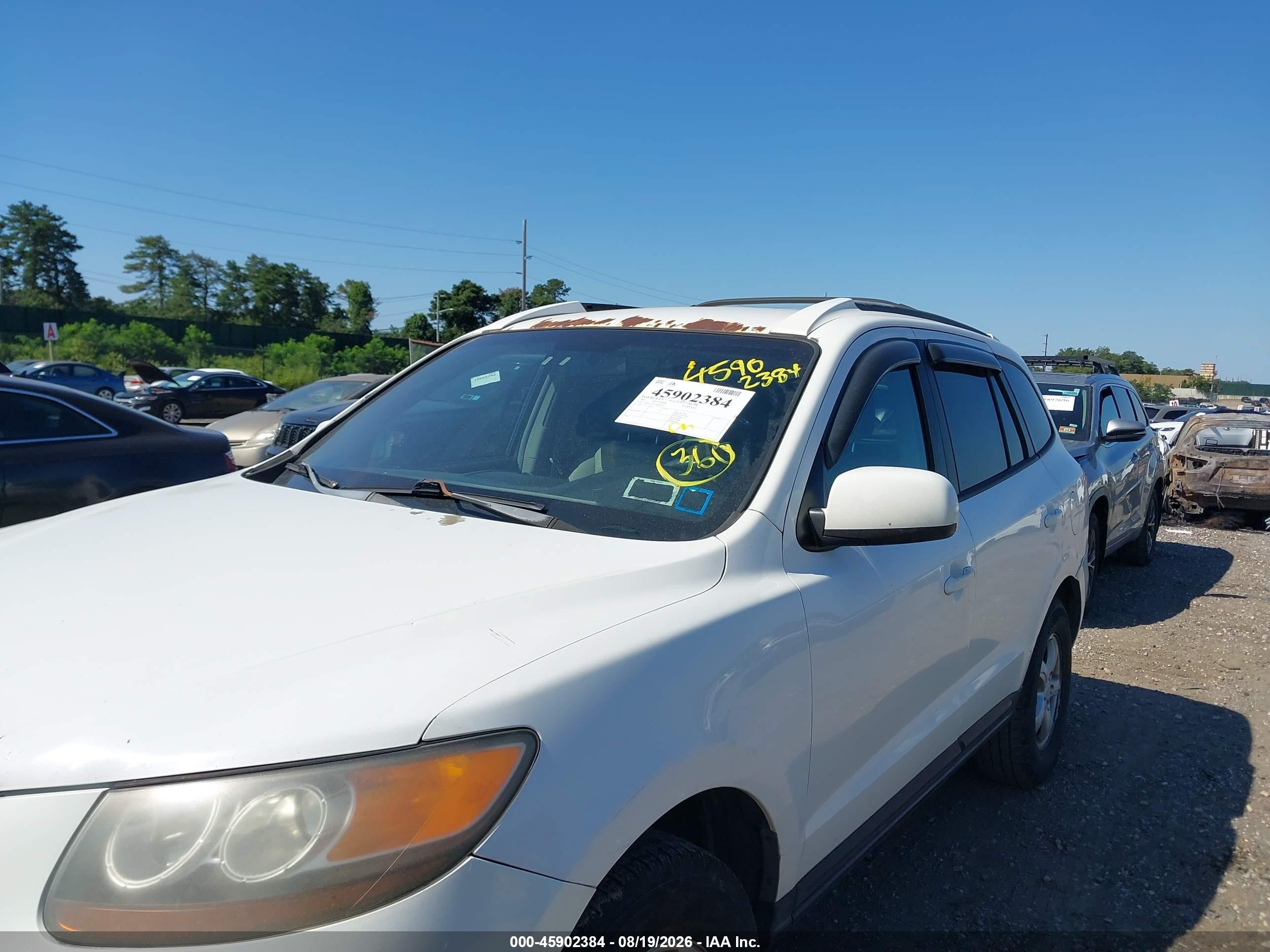 2007 Hyundai Santa Fe Gls White vin: 5NMSG13D17H090231