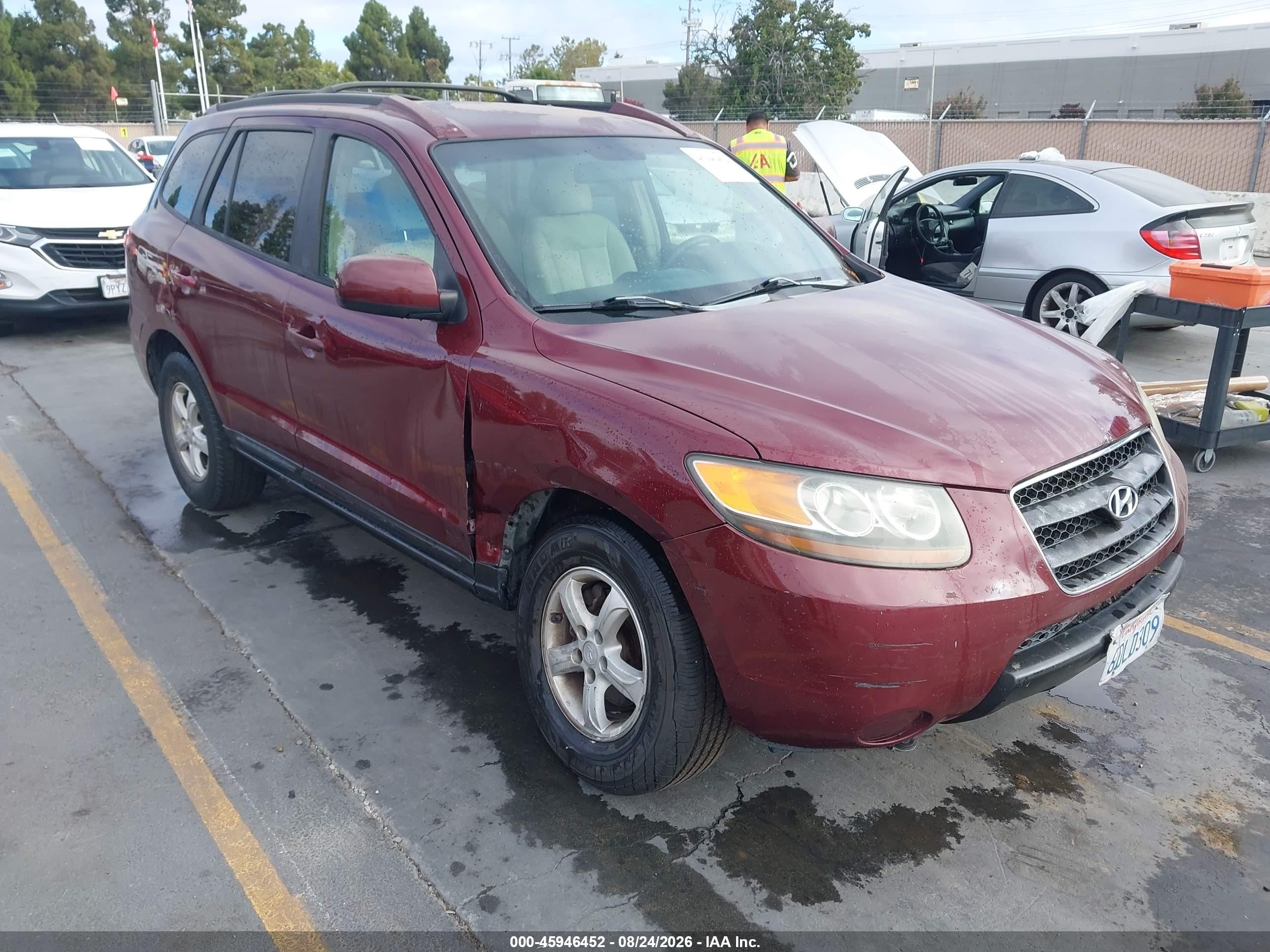 2007 Hyundai Santa Fe Gls Burgundy vin: 5NMSG13D17H090570