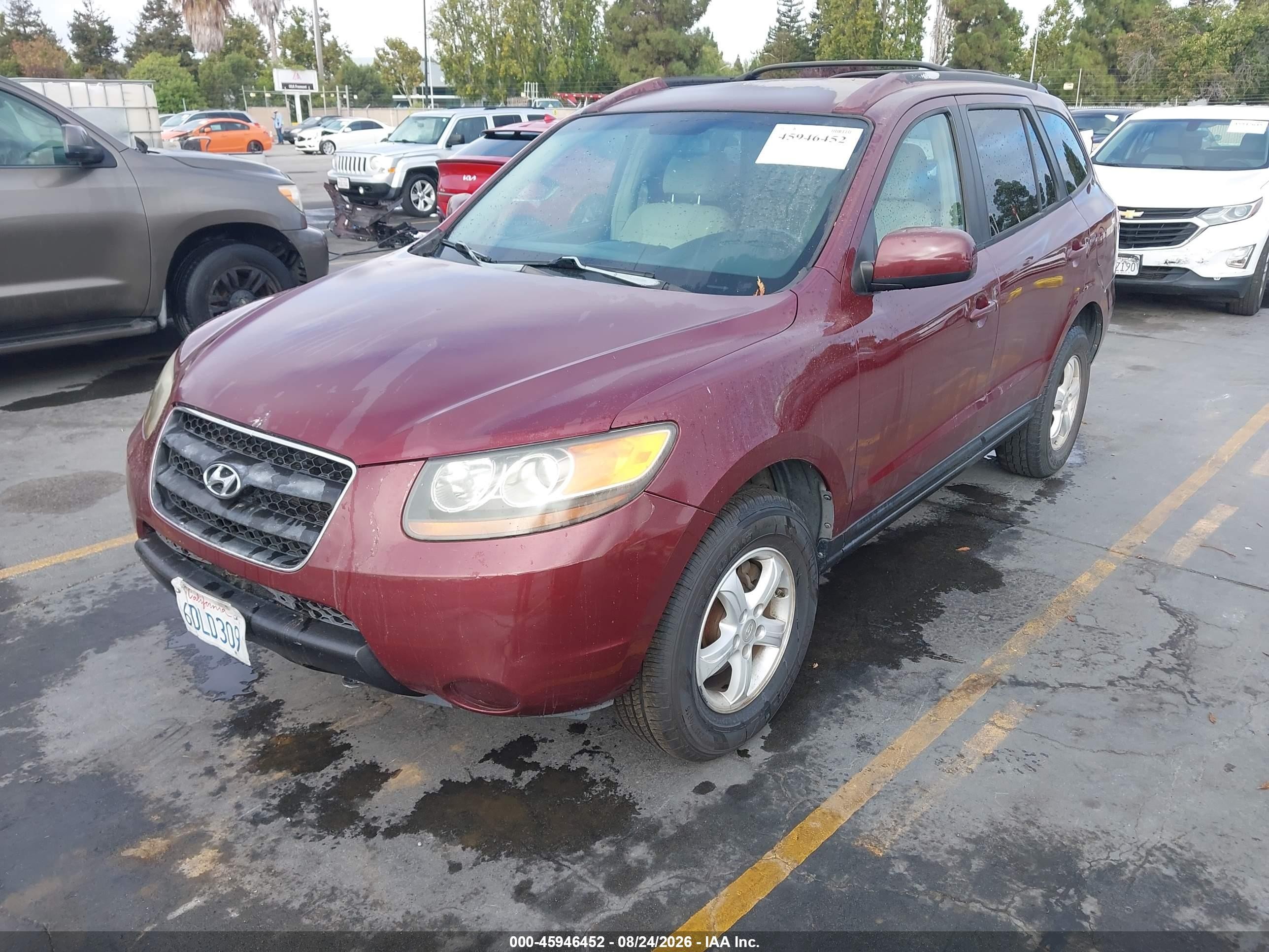 2007 Hyundai Santa Fe Gls Бордовый vin: 5NMSG13D17H090570