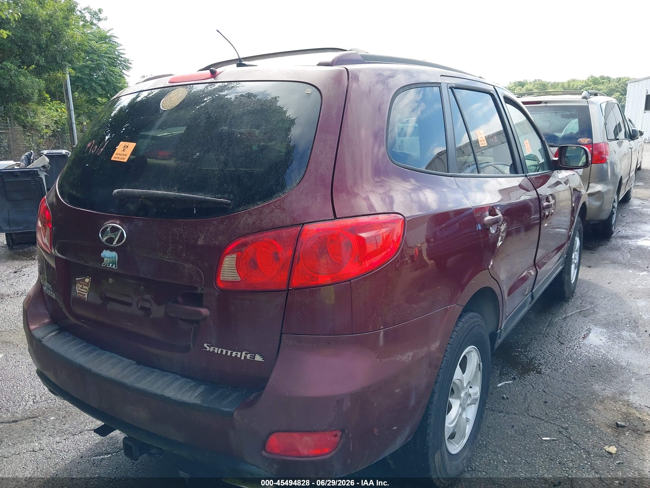 2007 Hyundai Santa Fe Gls Burgundy vin: 5NMSG13D17H094473