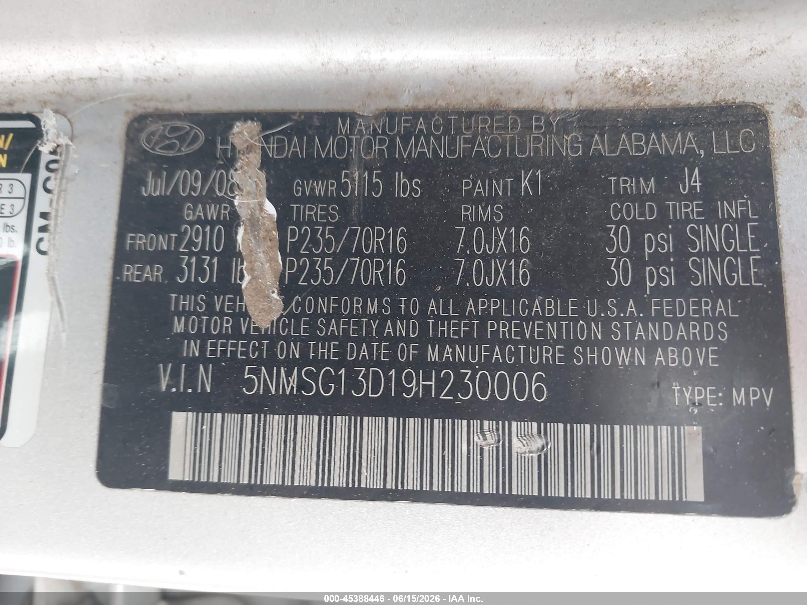 2009 Hyundai Santa Fe Gls Серебряный vin: 5NMSG13D19H230006
