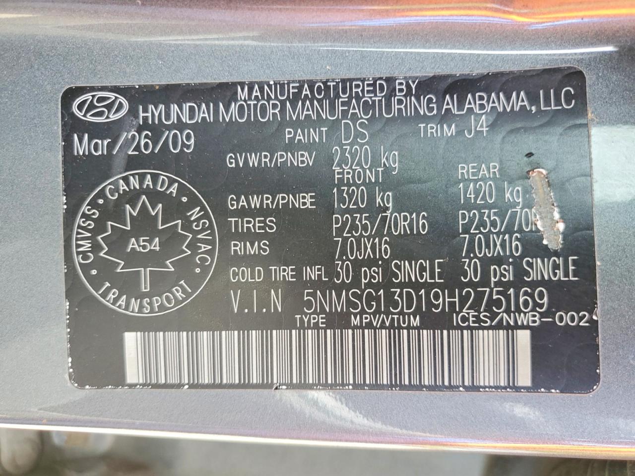 2009 Hyundai Santa Fe Gls Gray vin: 5NMSG13D19H275169