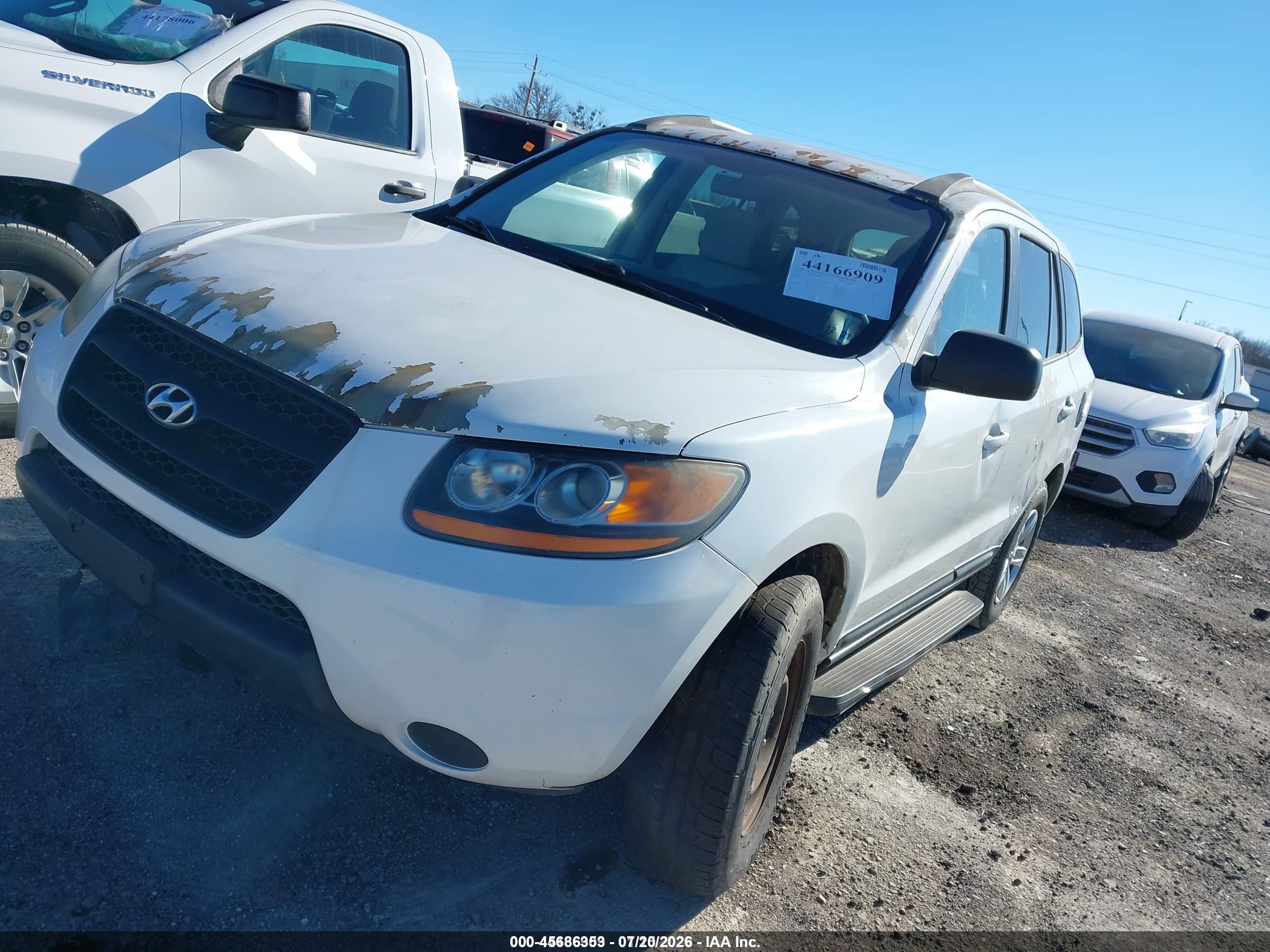 2009 Hyundai Santa Fe Gls White vin: 5NMSG13D29H258462