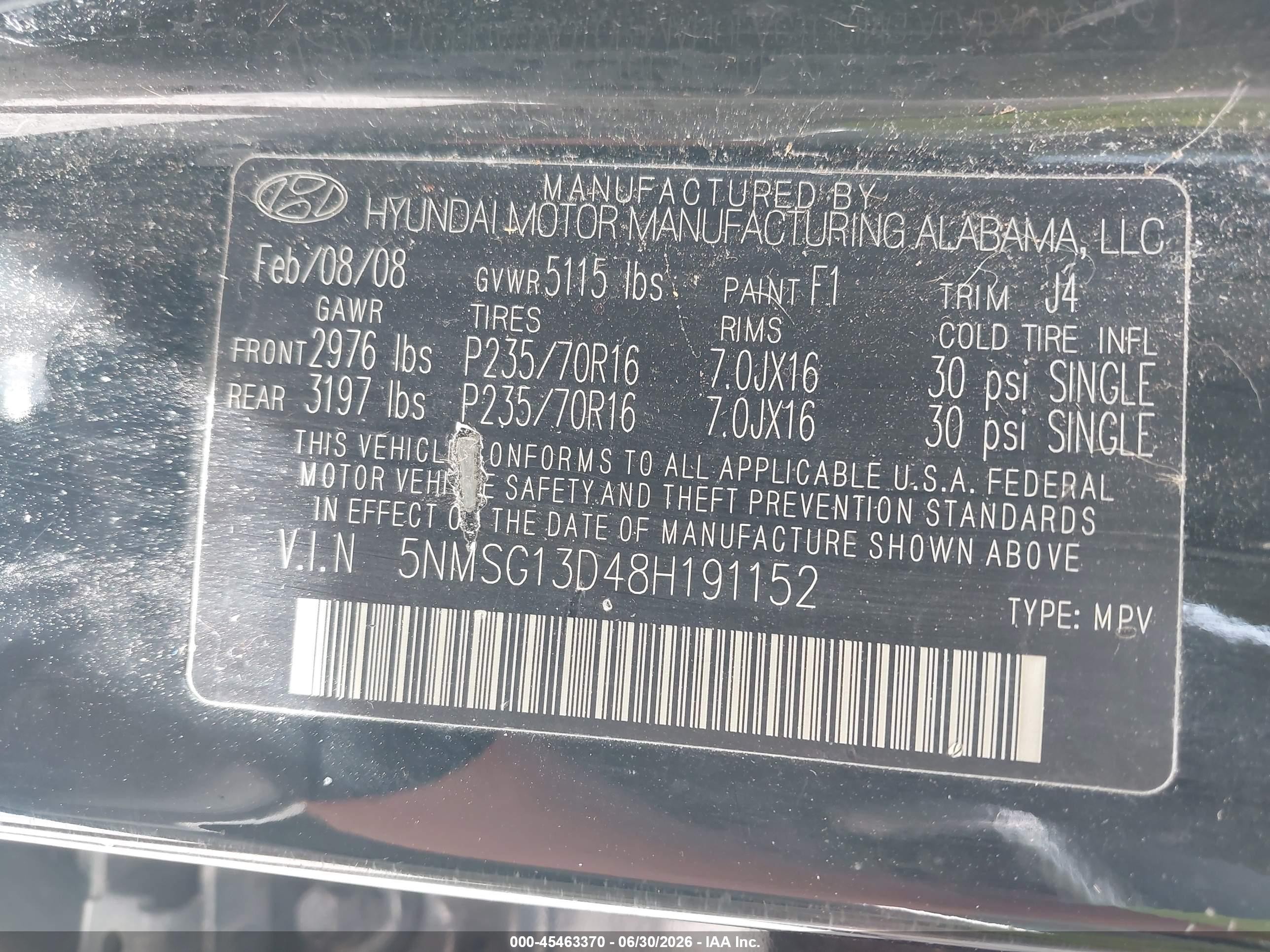 2008 Hyundai Santa Fe Gls Черный vin: 5NMSG13D48H191152